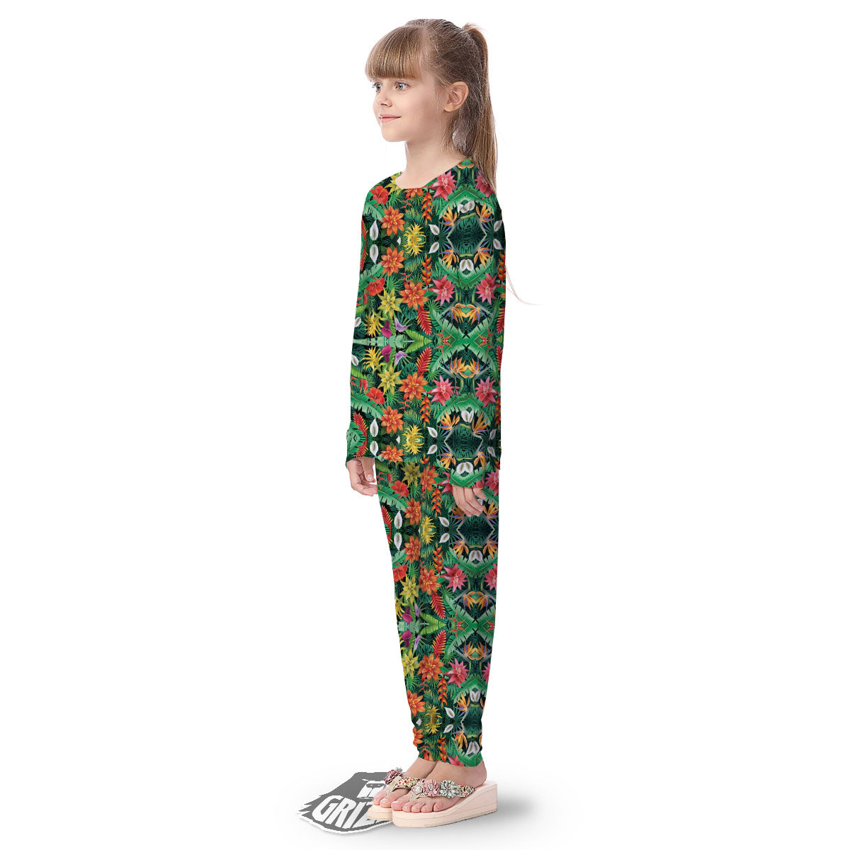 Flowers Hawaiian Floral Print Pattern Kid's Pajamas-grizzshop