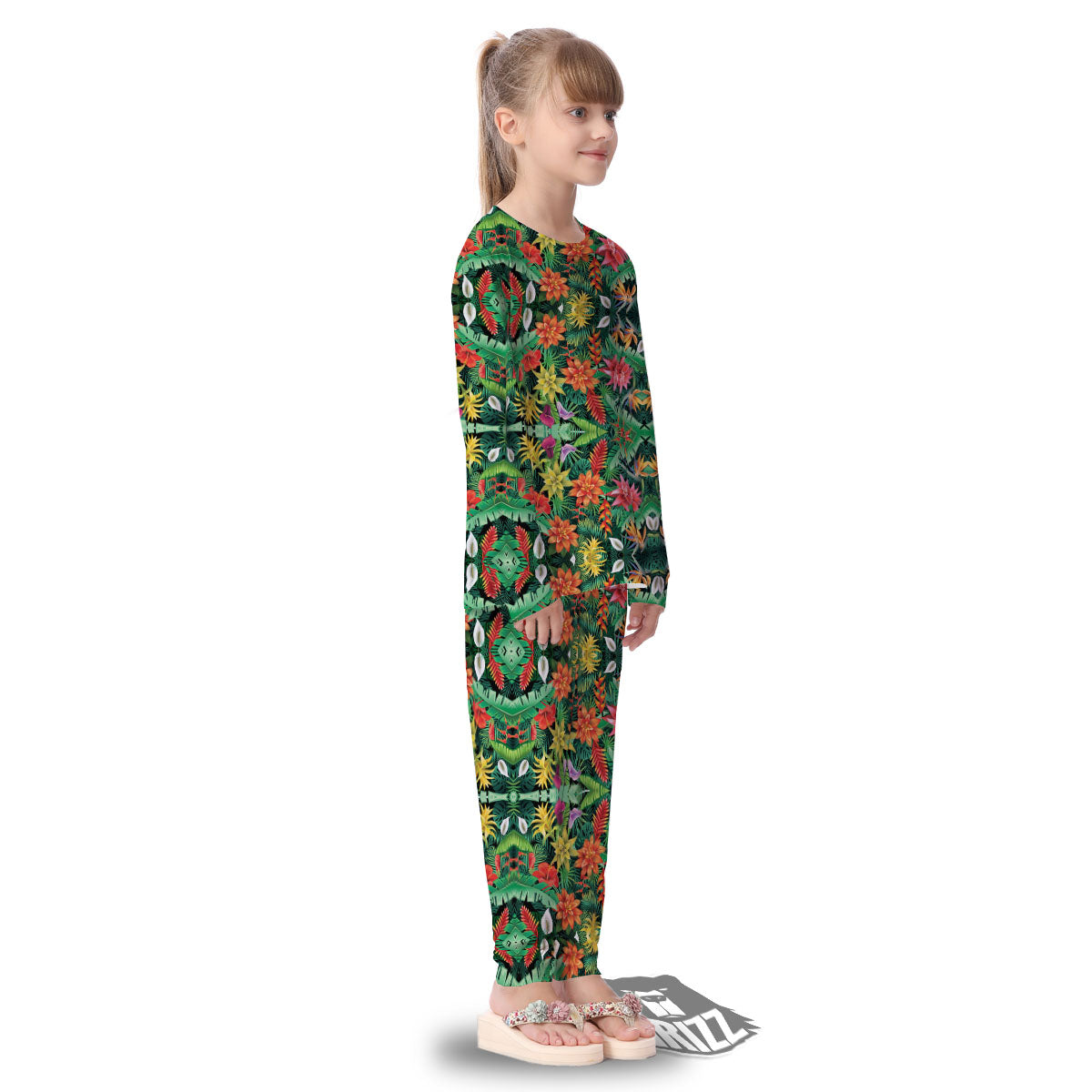 Flowers Hawaiian Floral Print Pattern Kid's Pajamas-grizzshop
