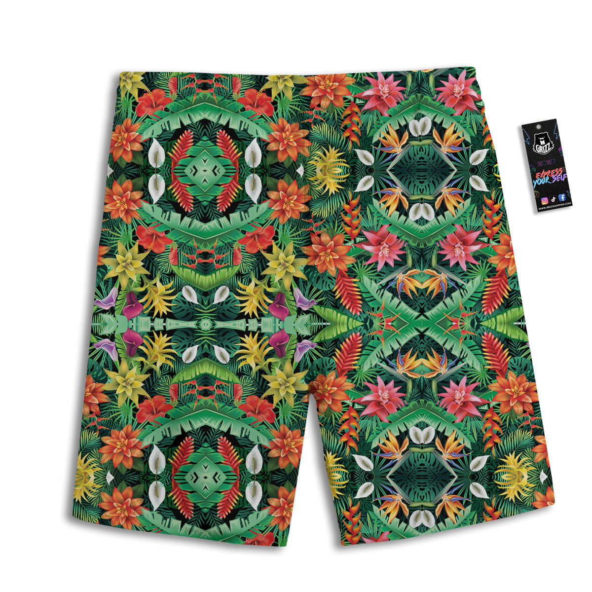 Flowers Hawaiian Floral Print Pattern Men's Athletic Shorts