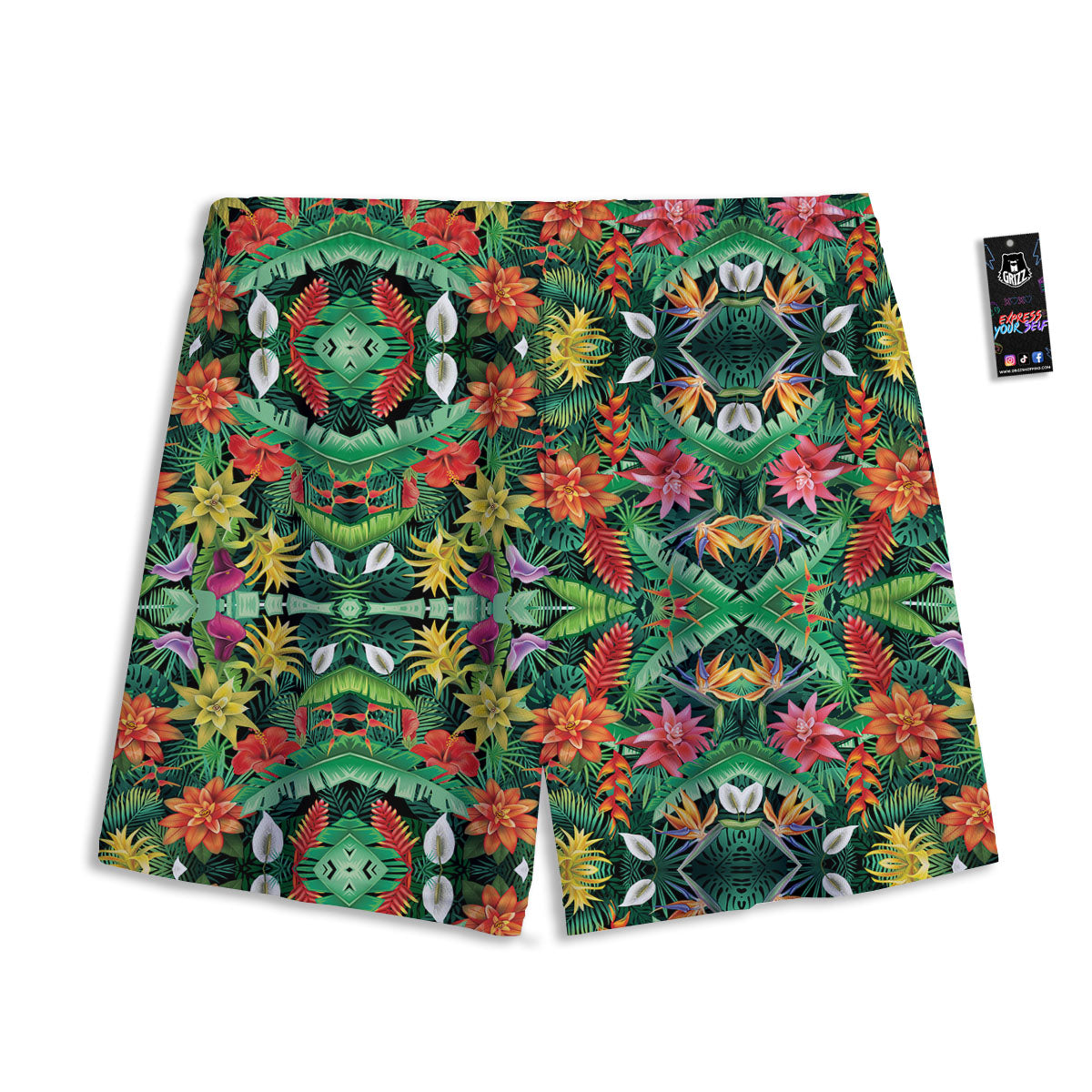 Flowers Hawaiian Floral Print Pattern Mesh Shorts