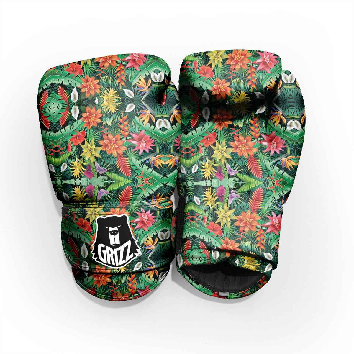 Flowers Hawaiian Floral Print Pattern Sparring Gloves-grizzshop