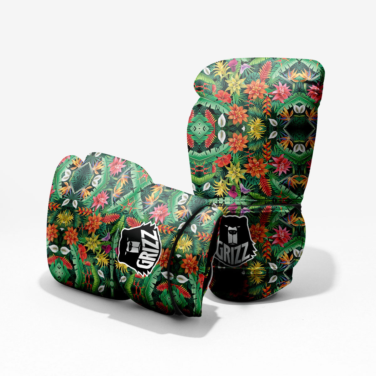 Flowers Hawaiian Floral Print Pattern Sparring Gloves-grizzshop