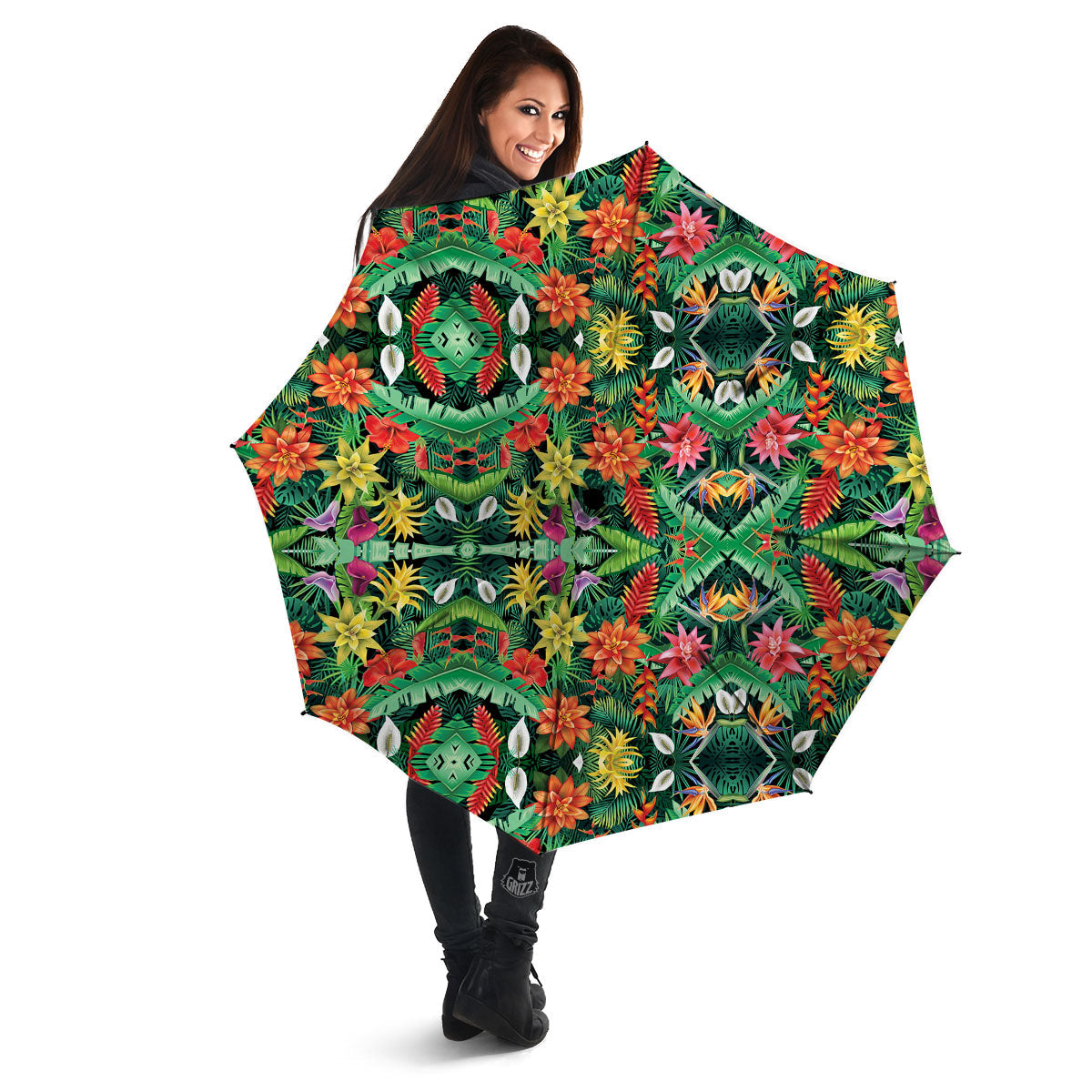 Flowers Hawaiian Floral Print Pattern Umbrella-grizzshop