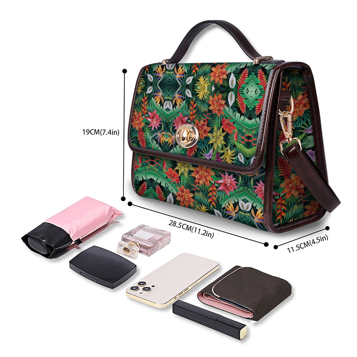 Flowers Hawaiian Floral Print Pattern Women's Satchel Bag-grizzshop