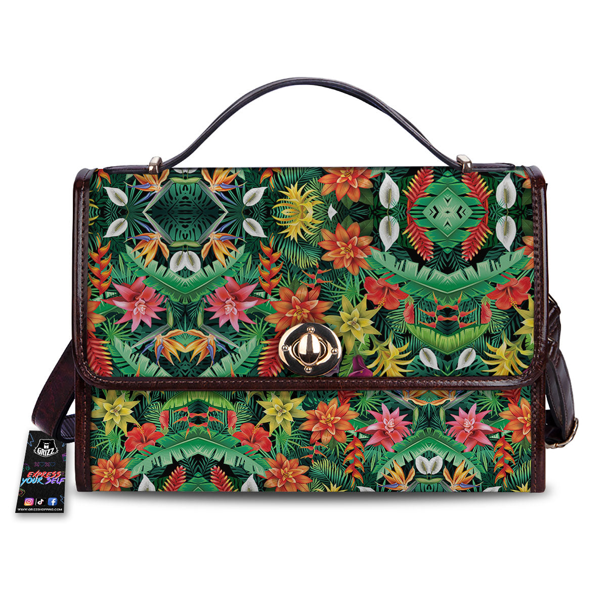 Flowers Hawaiian Floral Print Pattern Women's Satchel Bag-grizzshop