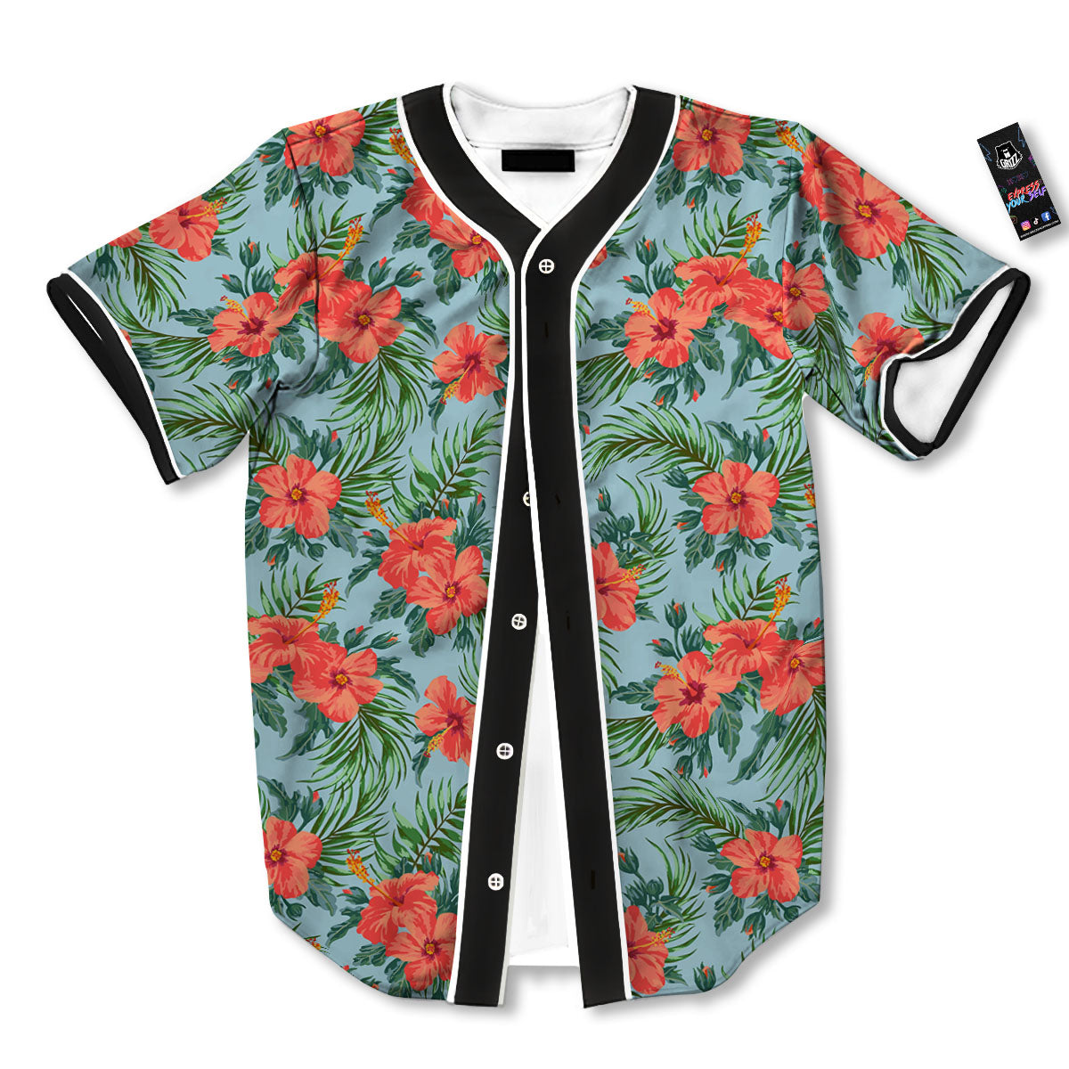 Flowers Hawaiian Hibiscus Print Pattern Baseball Jersey-grizzshop
