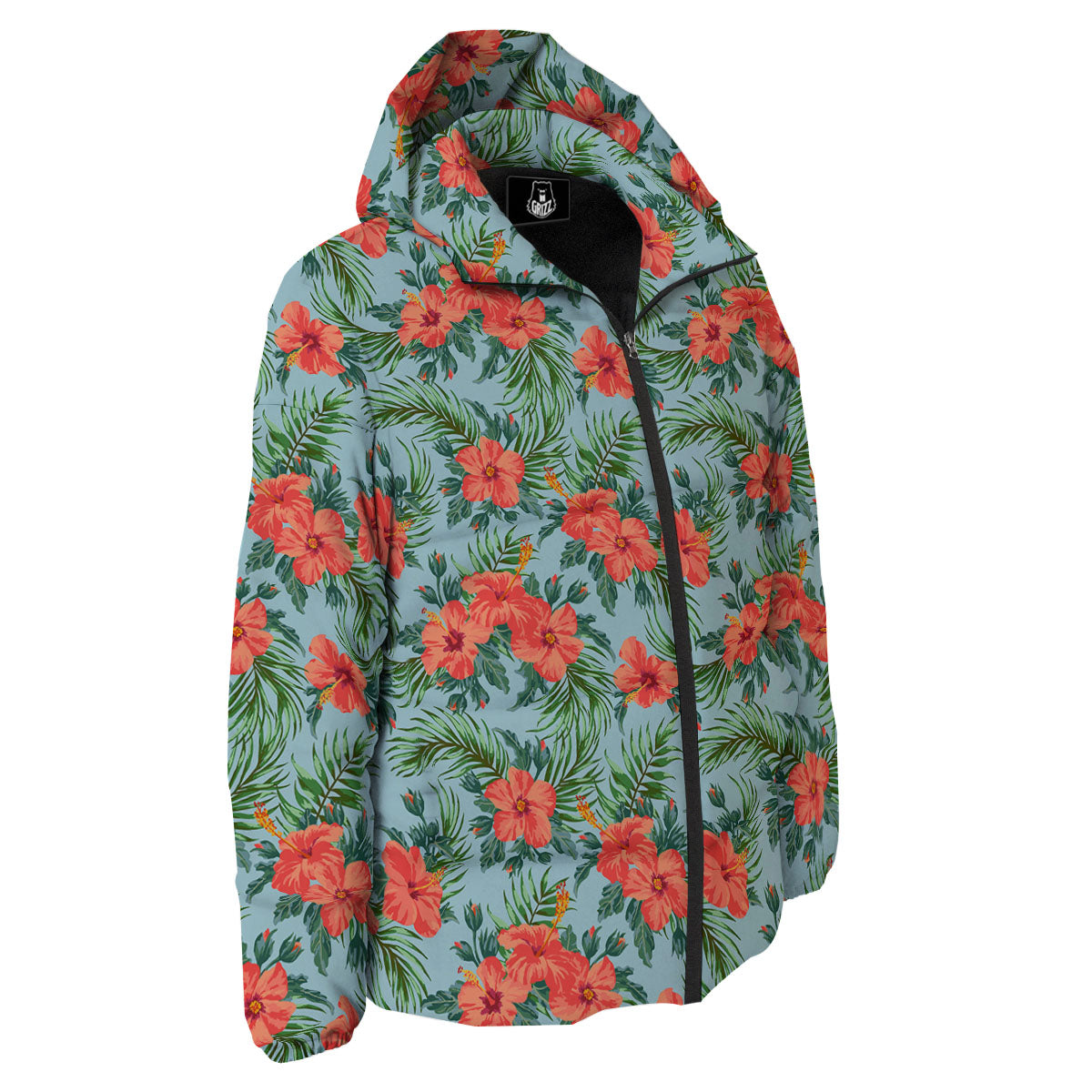 Flowers Hawaiian Hibiscus Print Pattern Down Jacket-grizzshop