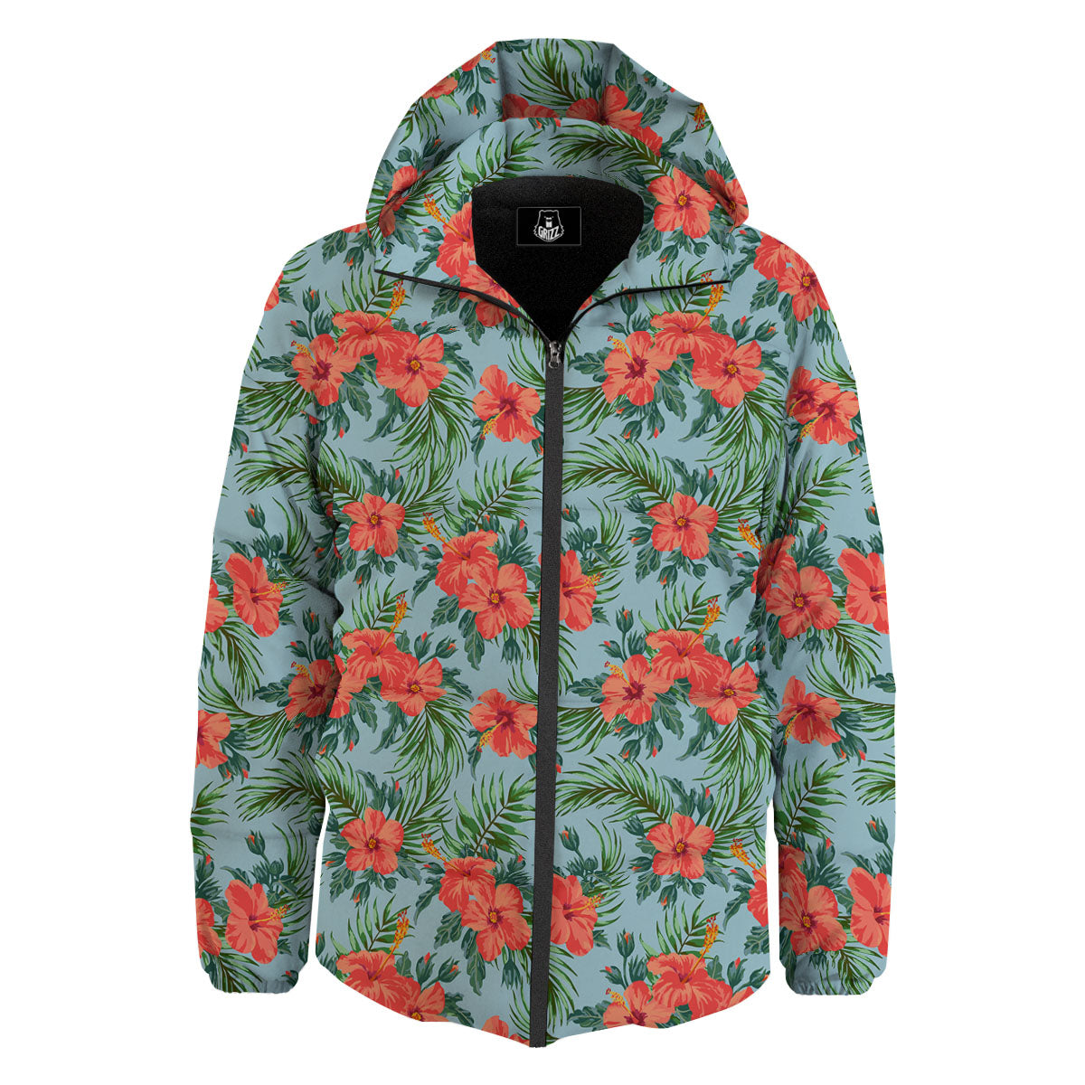 Flowers Hawaiian Hibiscus Print Pattern Down Jacket-grizzshop
