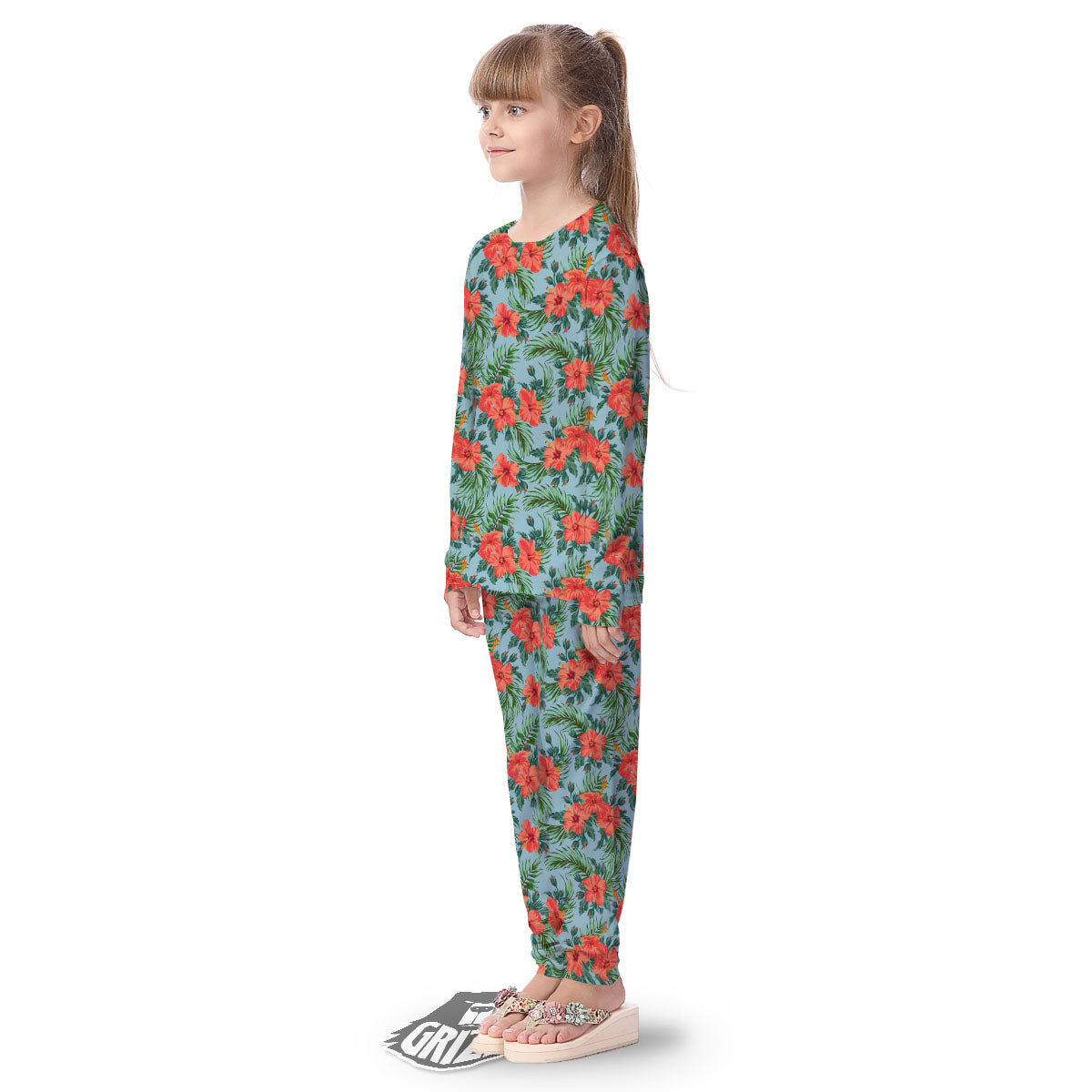 Flowers Hawaiian Hibiscus Print Pattern Kid's Pajamas-grizzshop