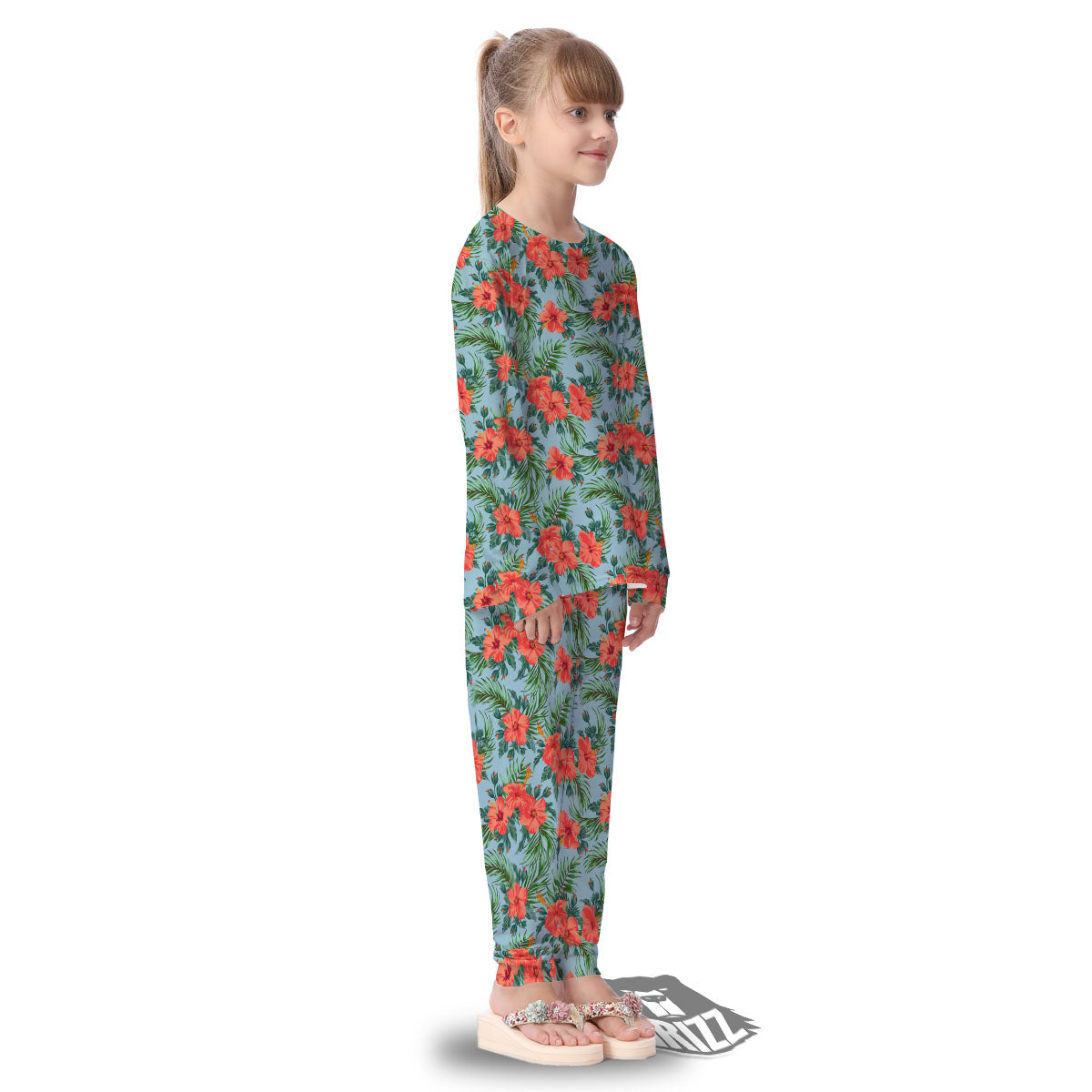 Flowers Hawaiian Hibiscus Print Pattern Kid's Pajamas-grizzshop