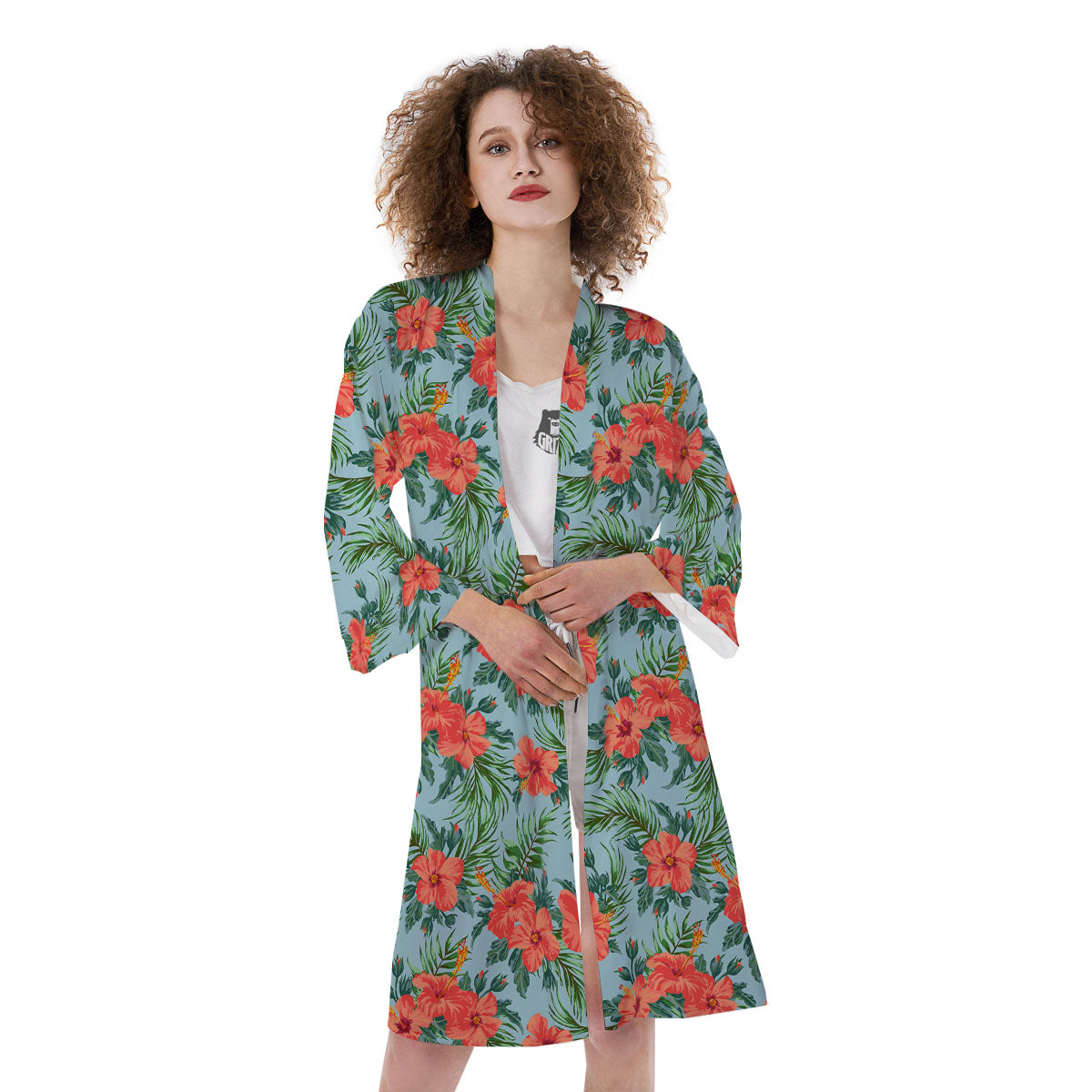 Flowers Hawaiian Hibiscus Print Pattern Kimono-grizzshop
