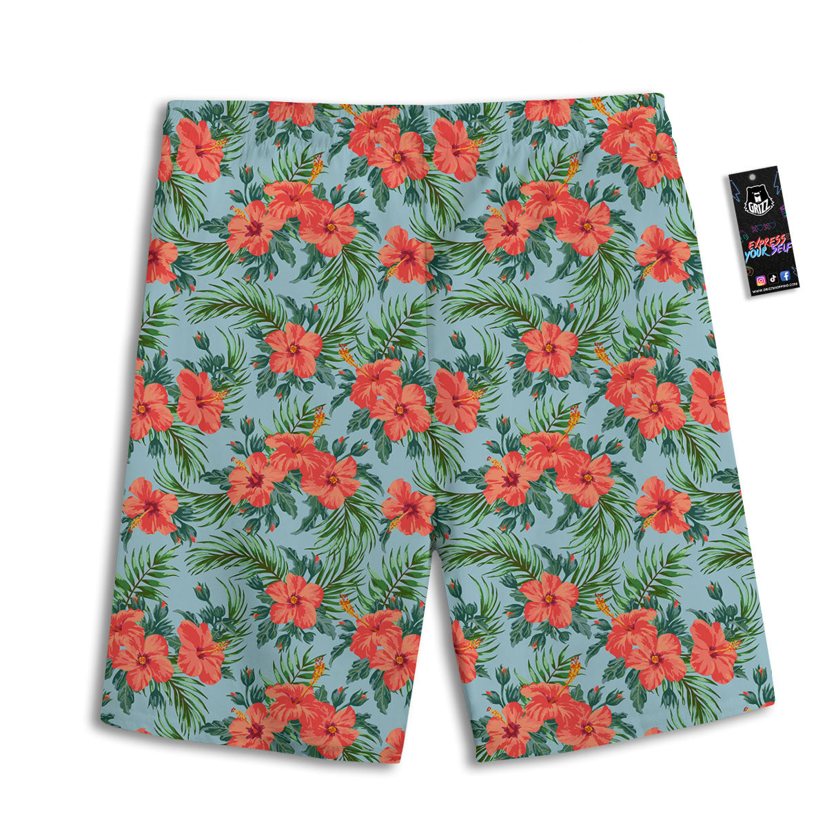 Flowers Hawaiian Hibiscus Print Pattern Men's Athletic Shorts