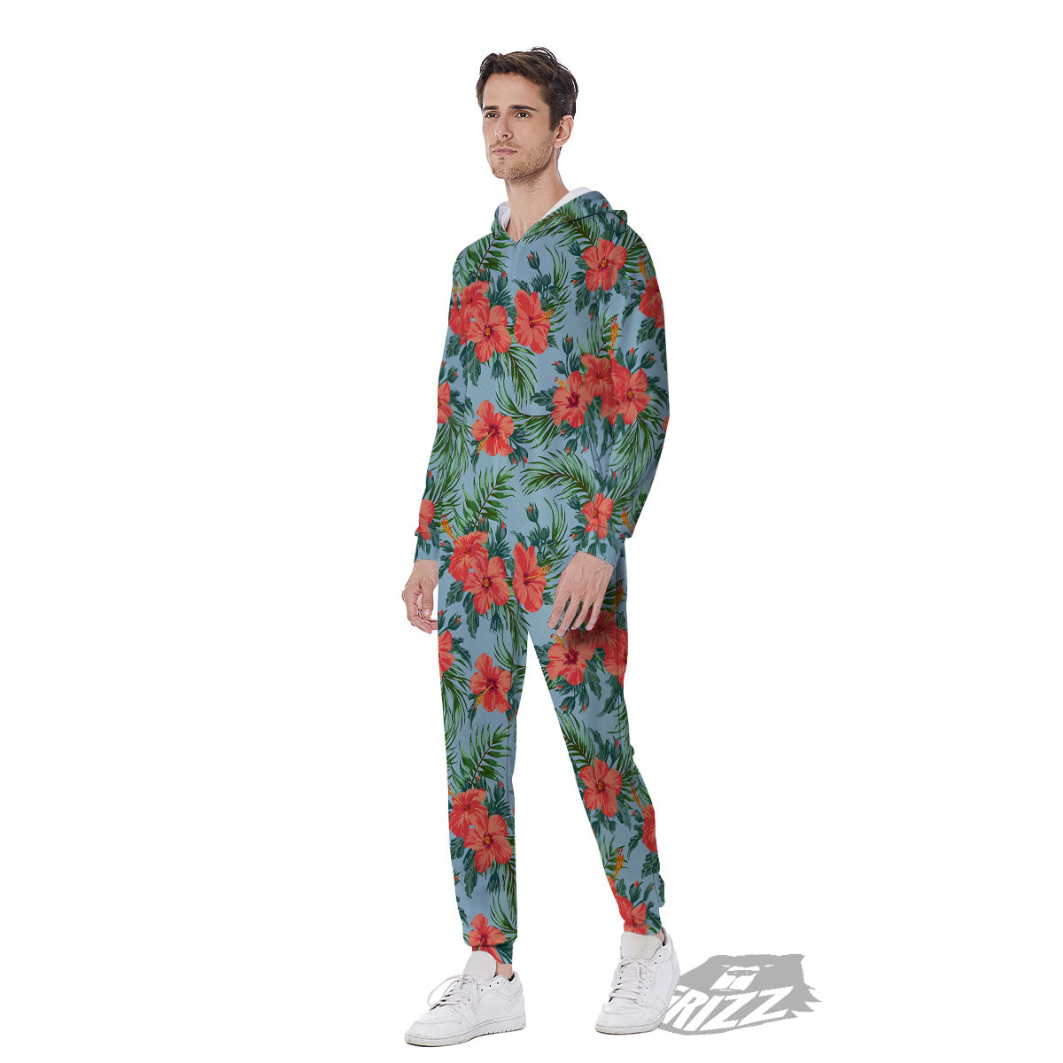 Flowers Hawaiian Hibiscus Print Pattern Men's Jumpsuit-grizzshop