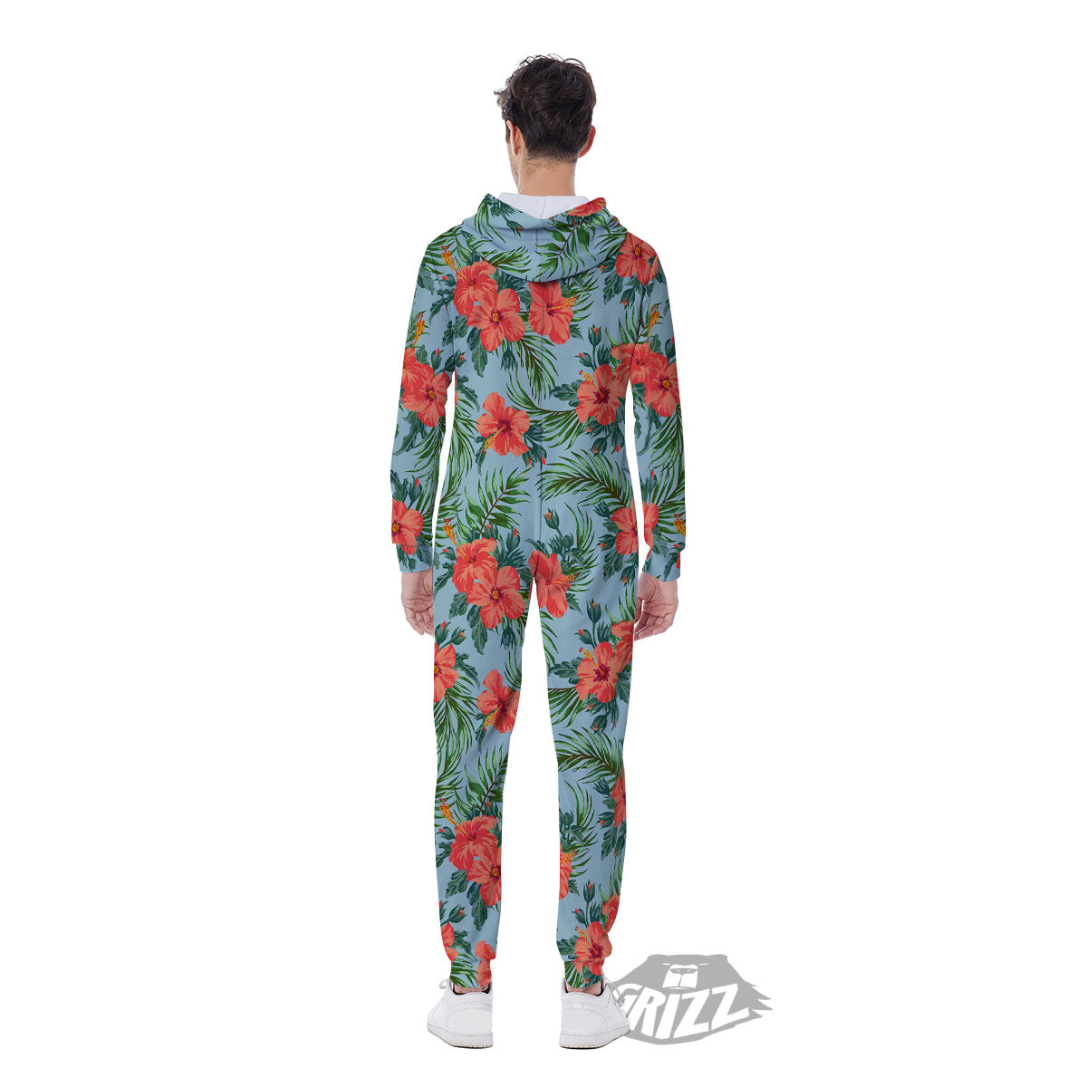 Flowers Hawaiian Hibiscus Print Pattern Men's Jumpsuit-grizzshop