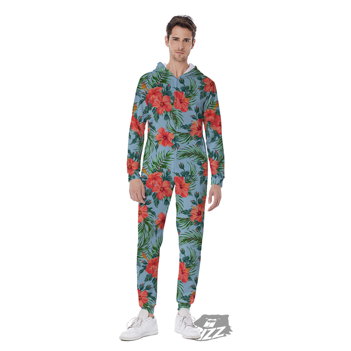 Flowers Hawaiian Hibiscus Print Pattern Men's Jumpsuit-grizzshop
