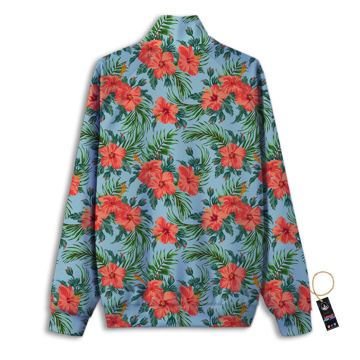Flowers Hawaiian Hibiscus Print Pattern Track Jacket-grizzshop