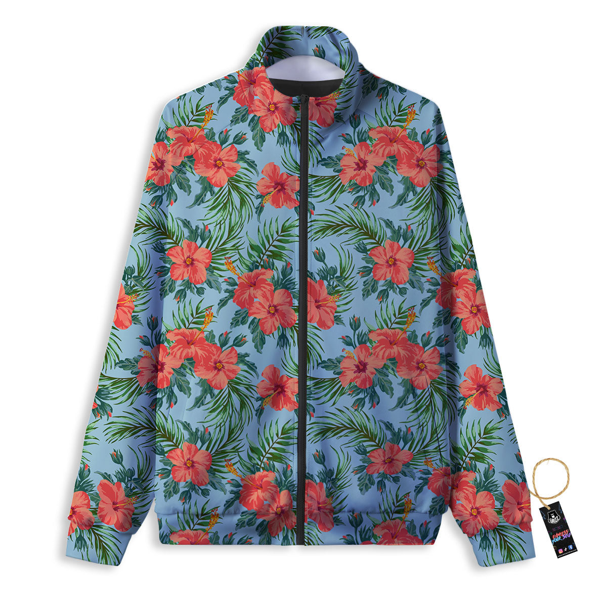 Flowers Hawaiian Hibiscus Print Pattern Track Jacket-grizzshop