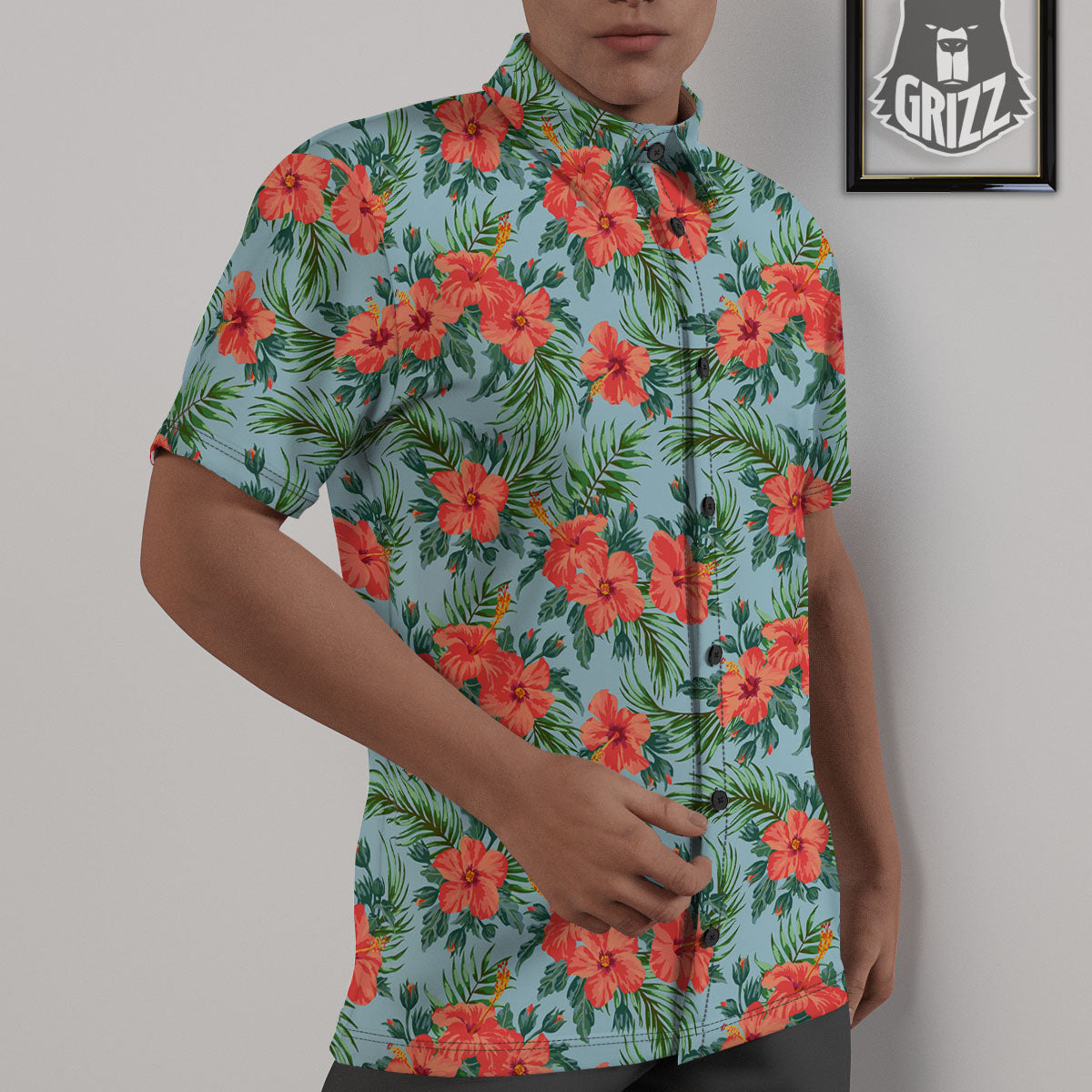 Flowers Hawaiian Hibiscus Print Pattern Untucked Shirts-grizzshop