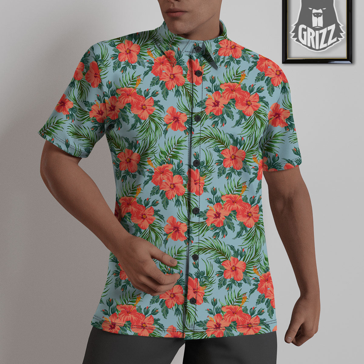 Flowers Hawaiian Hibiscus Print Pattern Untucked Shirts-grizzshop