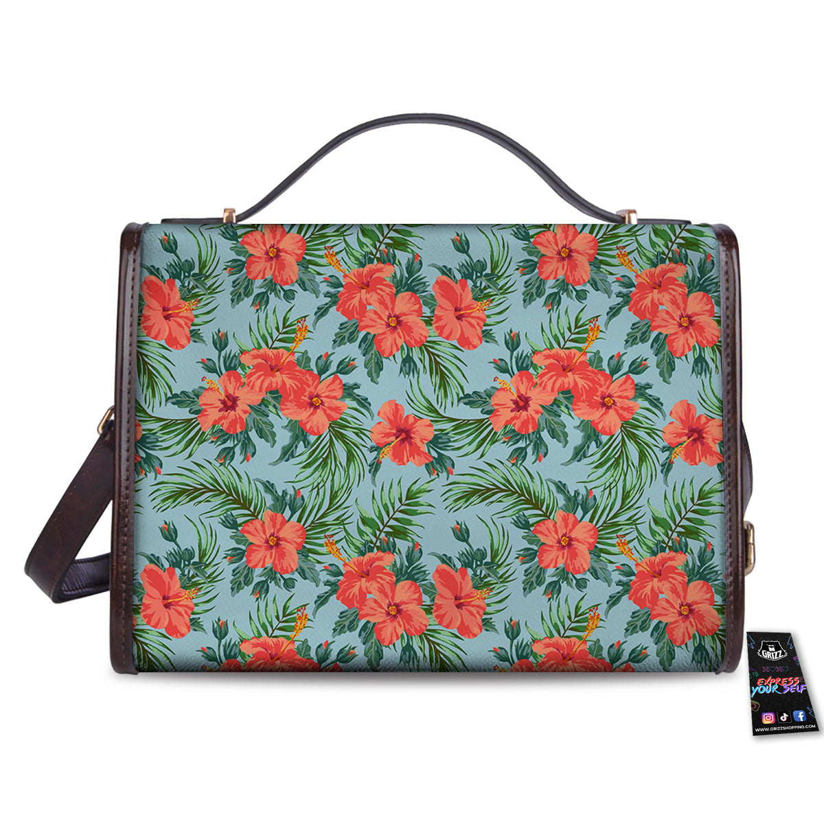 Flowers Hawaiian Hibiscus Print Pattern Women's Satchel Bag-grizzshop