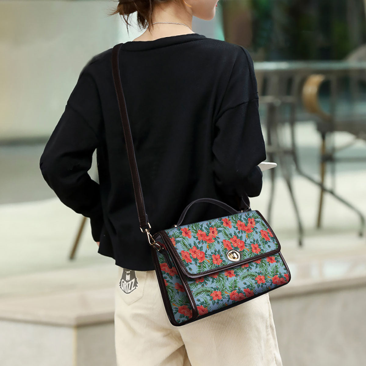 Flowers Hawaiian Hibiscus Print Pattern Women's Satchel Bag-grizzshop