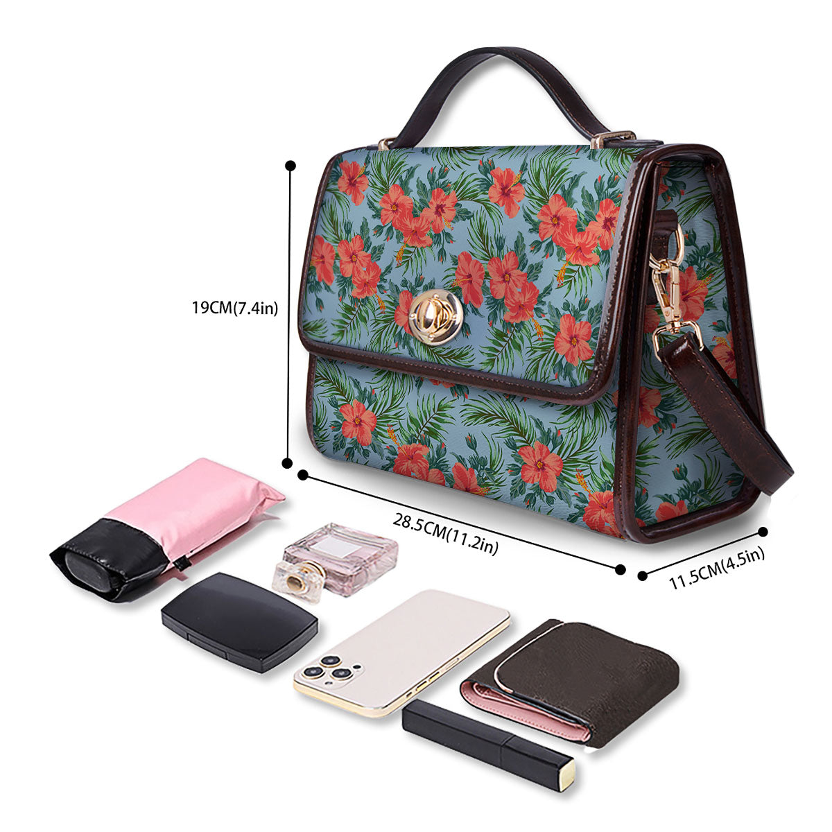 Flowers Hawaiian Hibiscus Print Pattern Women's Satchel Bag-grizzshop
