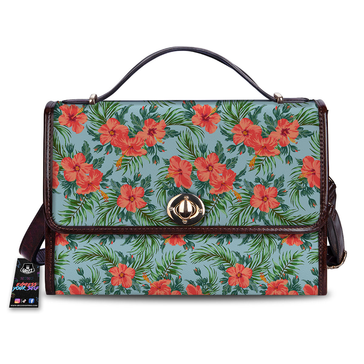 Flowers Hawaiian Hibiscus Print Pattern Women's Satchel Bag-grizzshop