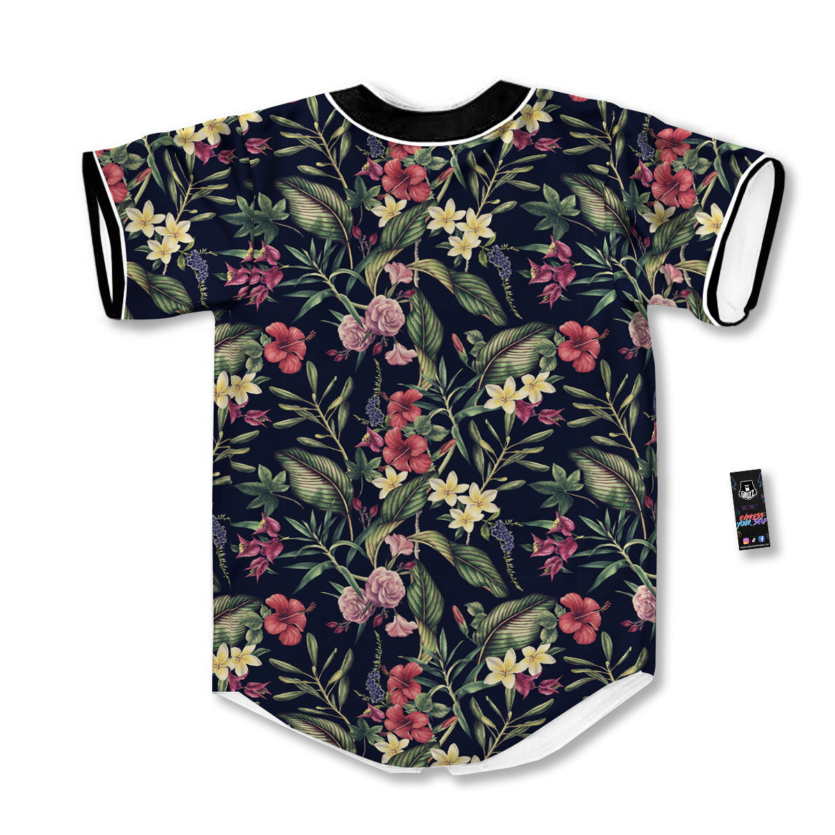 Flowers Hawaiian Tropical Print Pattern Baseball Jersey-grizzshop