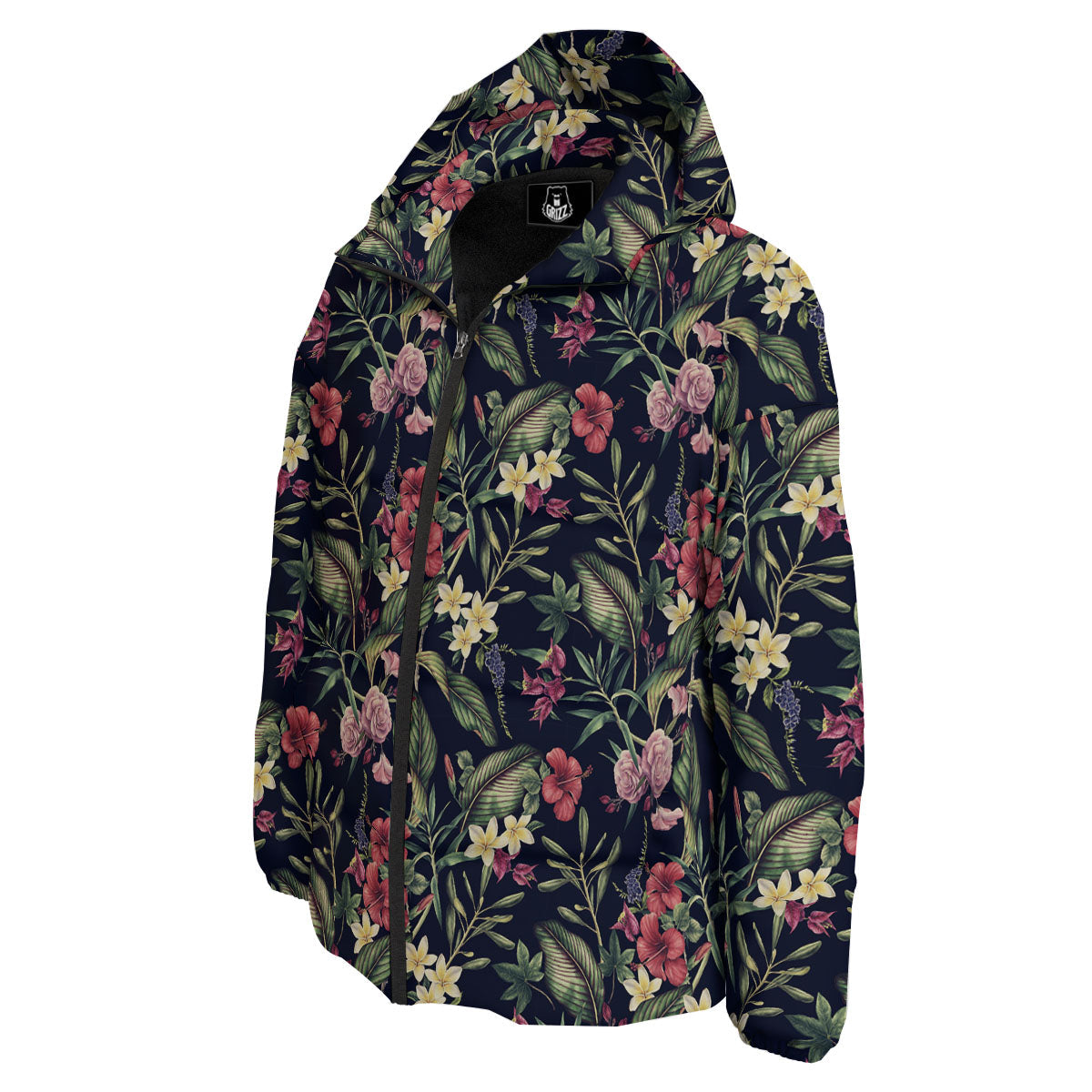 Flowers Hawaiian Tropical Print Pattern Down Jacket-grizzshop