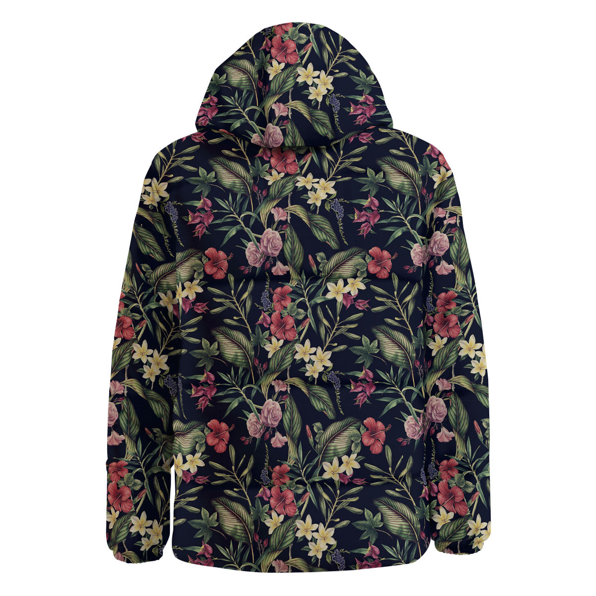 Flowers Hawaiian Tropical Print Pattern Down Jacket-grizzshop