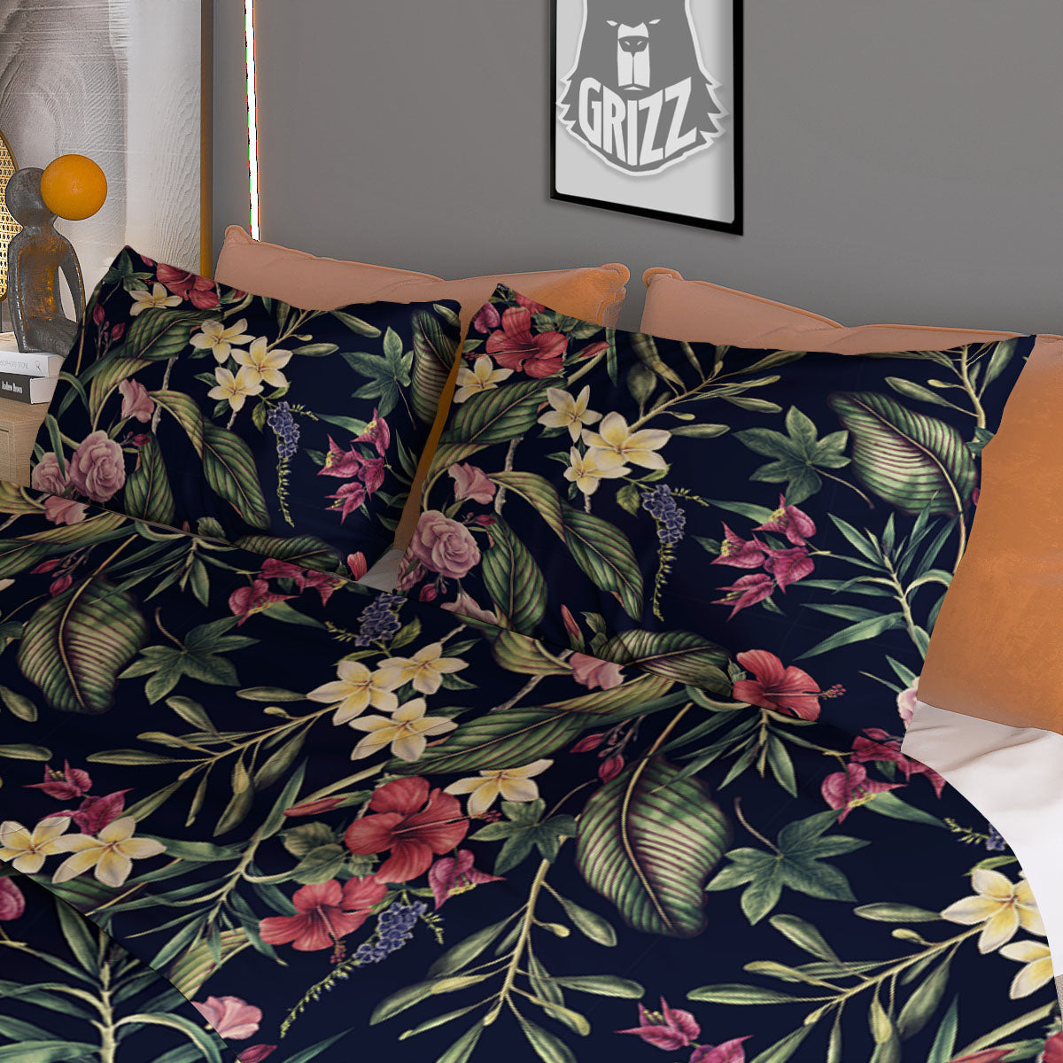 Flowers Hawaiian Tropical Print Pattern Duvet Cover Bedding Set
