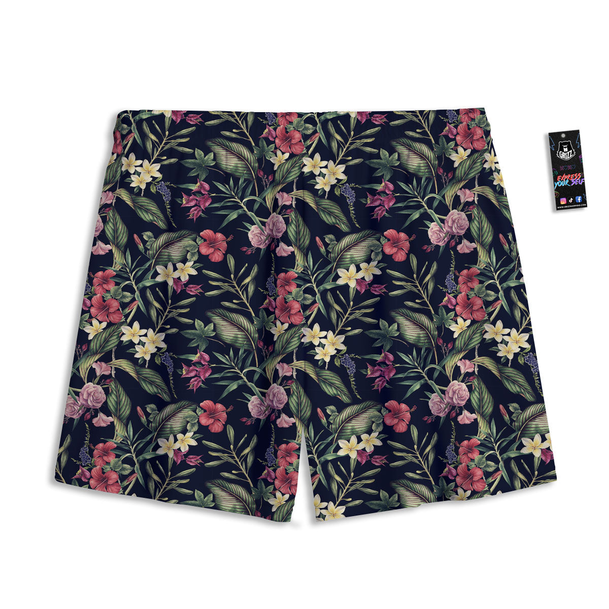 Flowers Hawaiian Tropical Print Pattern Mesh Shorts