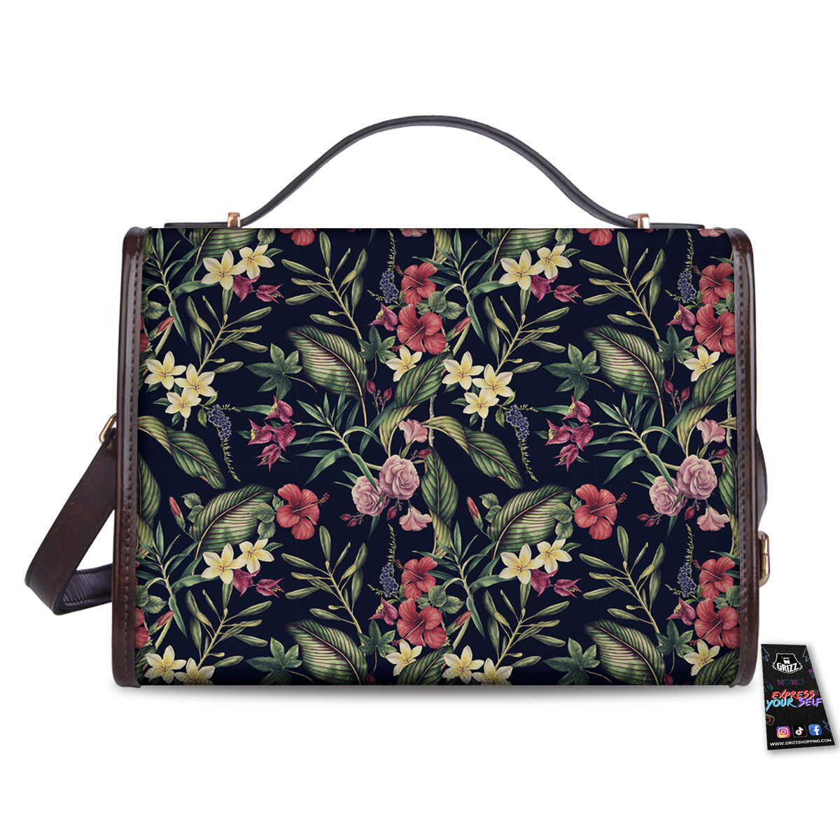 Flowers Hawaiian Tropical Print Pattern Women's Satchel Bag-grizzshop