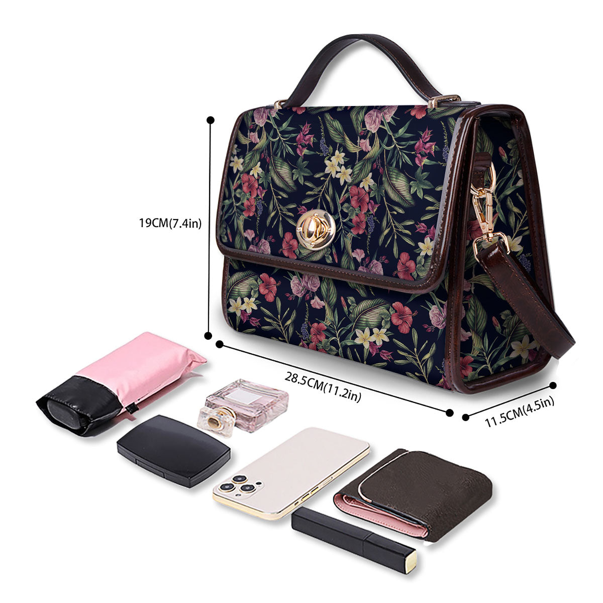 Flowers Hawaiian Tropical Print Pattern Women's Satchel Bag-grizzshop