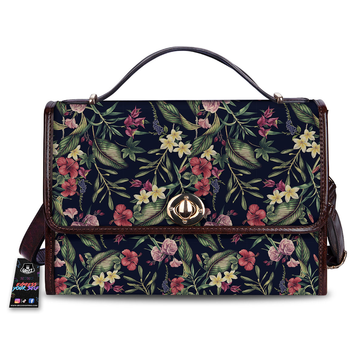Flowers Hawaiian Tropical Print Pattern Women's Satchel Bag-grizzshop