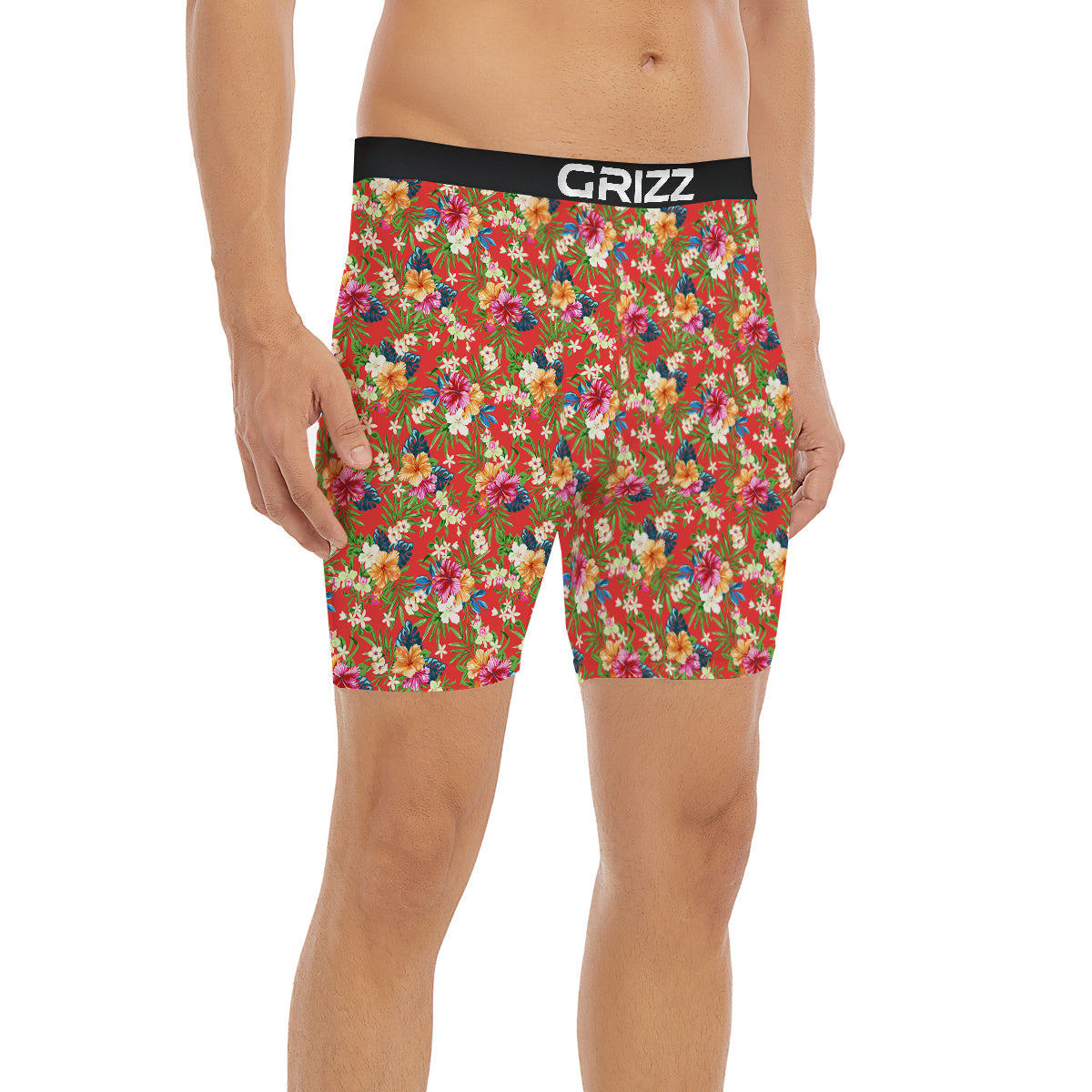 Flowers Hibiscus Colorful Print Pattern Boxer Briefs-grizzshop
