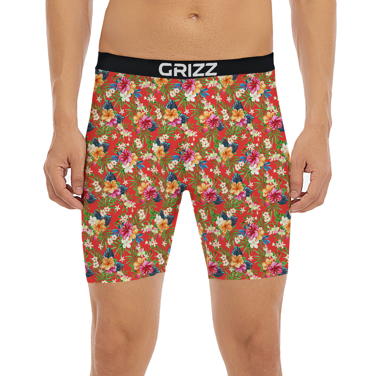 Flowers Hibiscus Colorful Print Pattern Boxer Briefs-grizzshop
