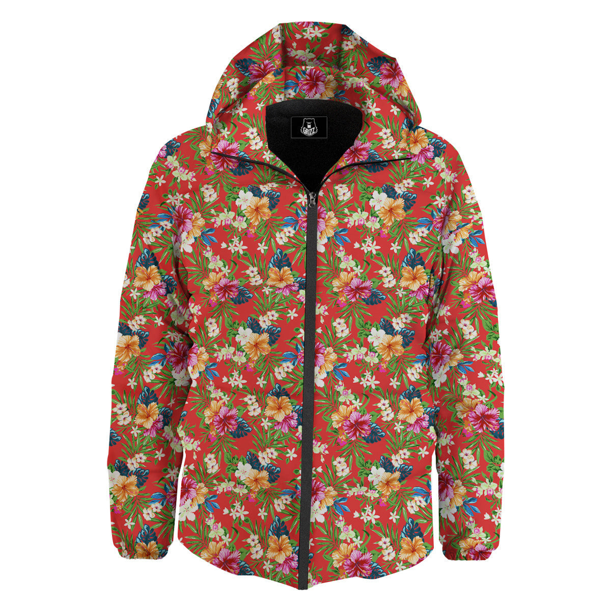 Flowers Hibiscus Colorful Print Pattern Down Jacket-grizzshop