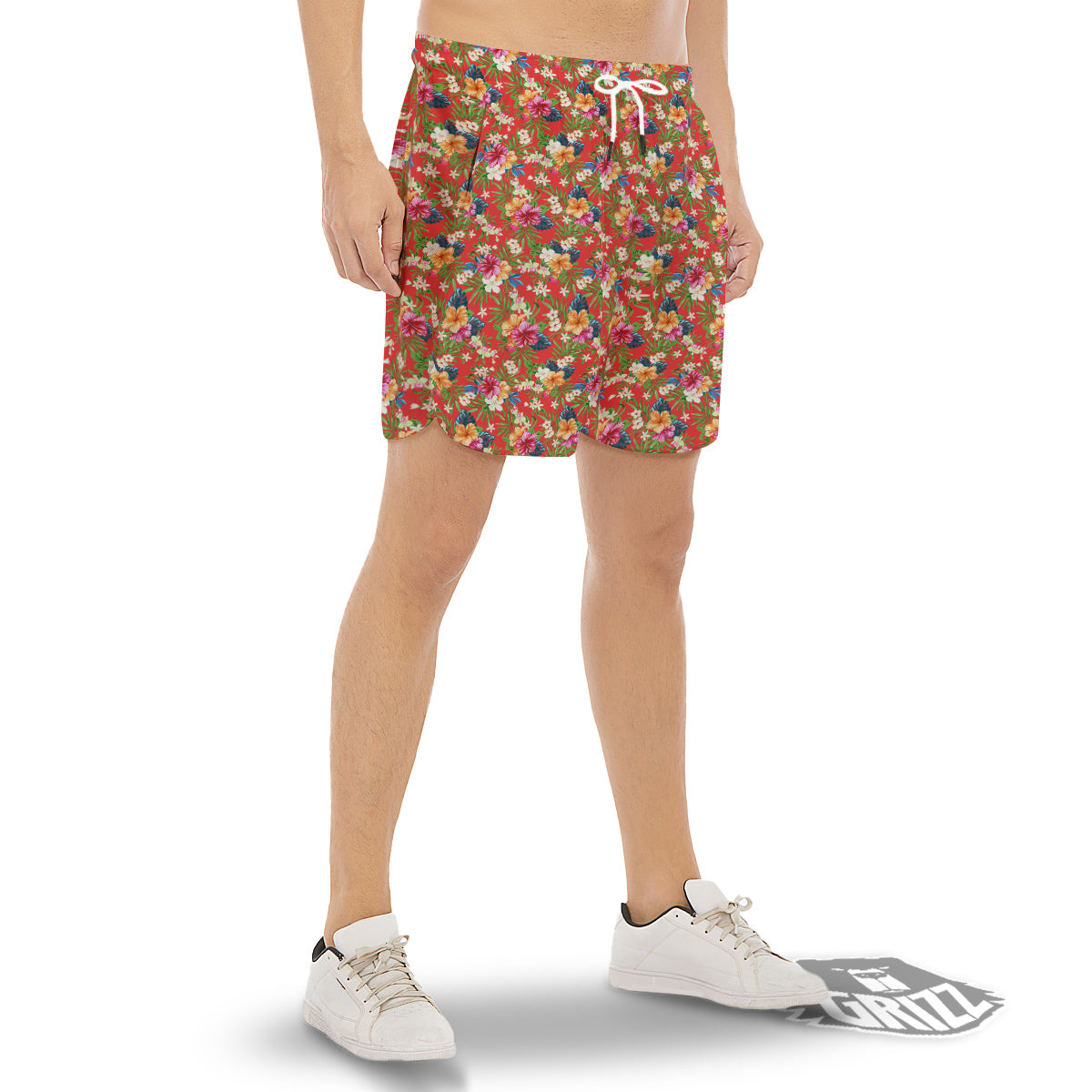 Flowers Hibiscus Colorful Print Pattern Men's Gym Shorts-grizzshop