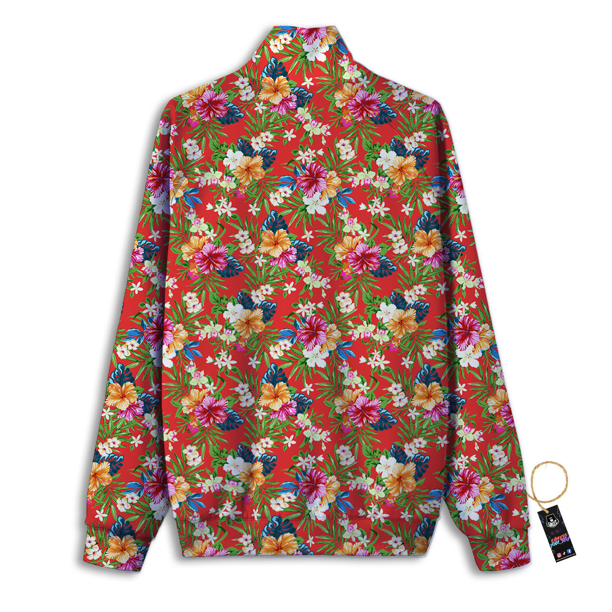 Flowers Hibiscus Colorful Print Pattern Track Jacket-grizzshop