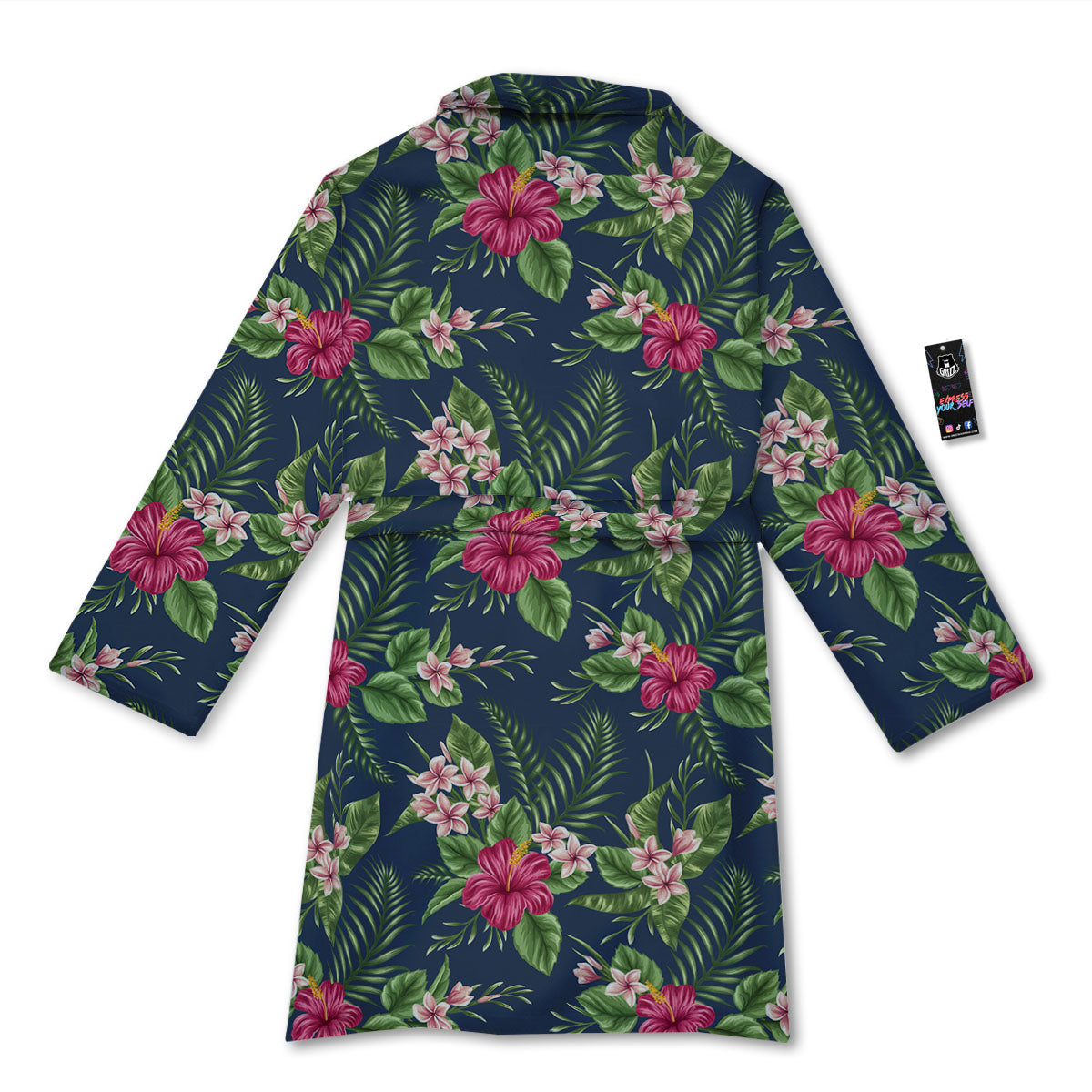 Flowers Hibiscus Plumeria Print Pattern Bathrobe-grizzshop