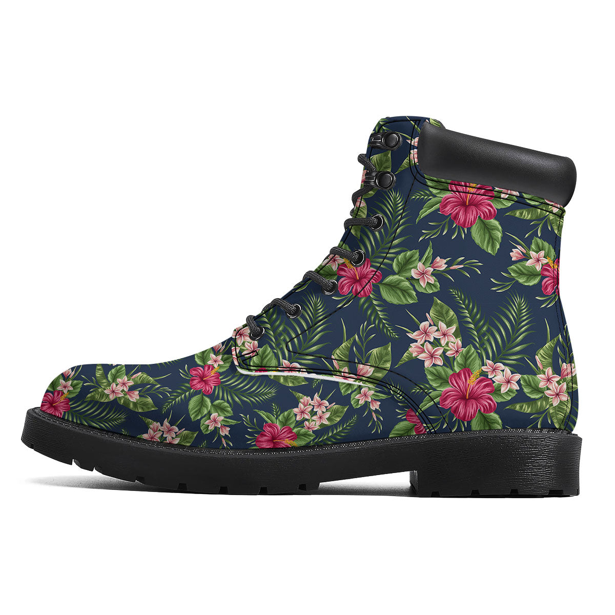 Flowers Hibiscus Plumeria Print Pattern Boots-grizzshop