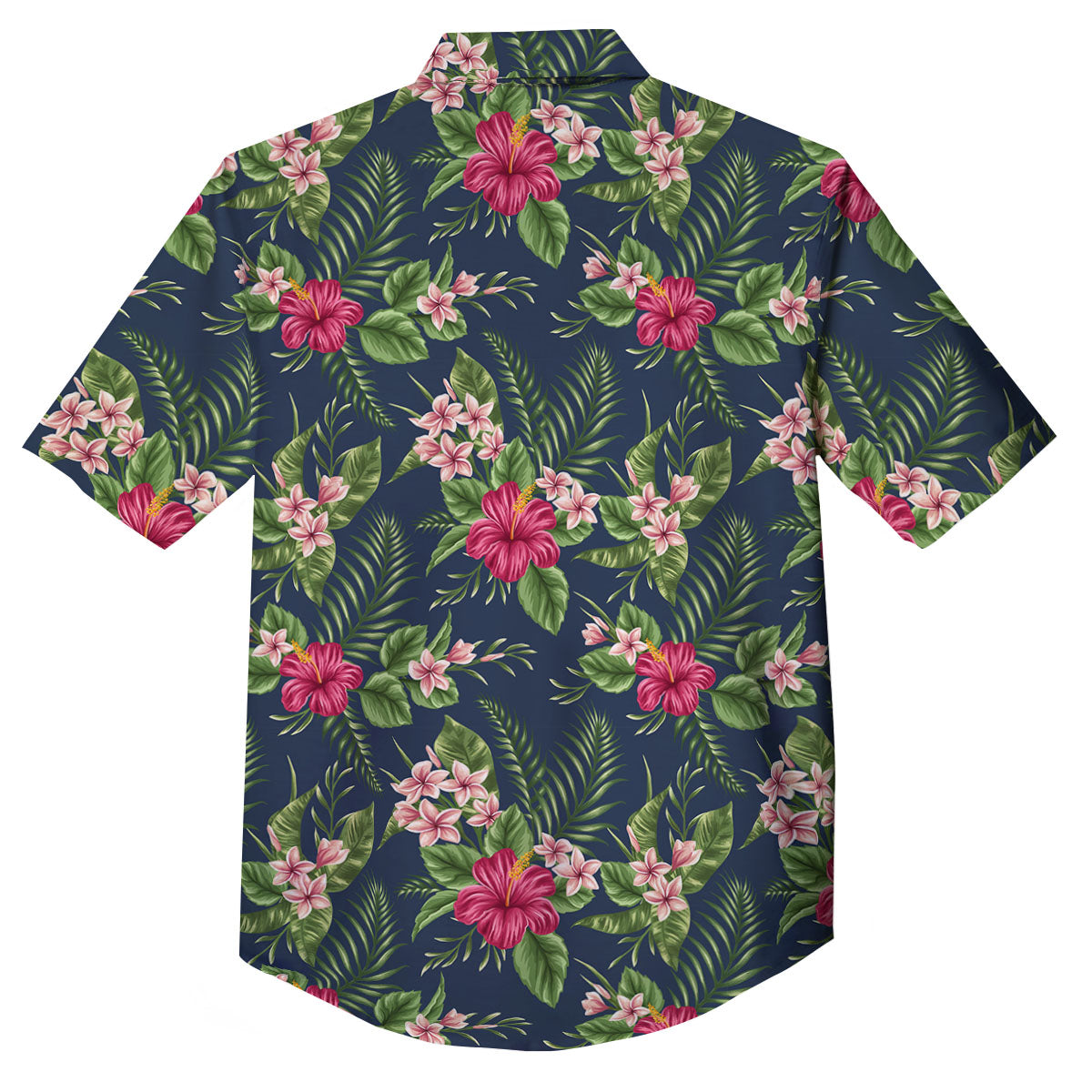 Flowers Hibiscus Plumeria Print Pattern Button Up Shirt-grizzshop