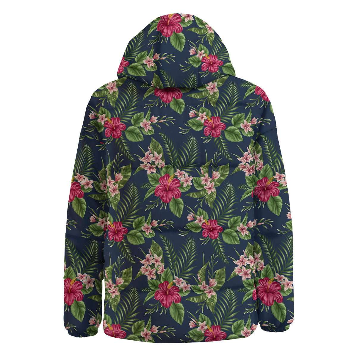 Flowers Hibiscus Plumeria Print Pattern Down Jacket-grizzshop