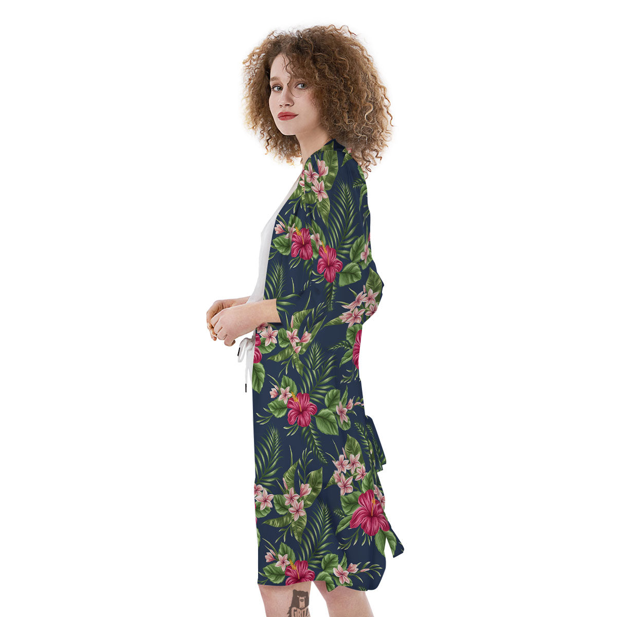 Flowers Hibiscus Plumeria Print Pattern Kimono-grizzshop