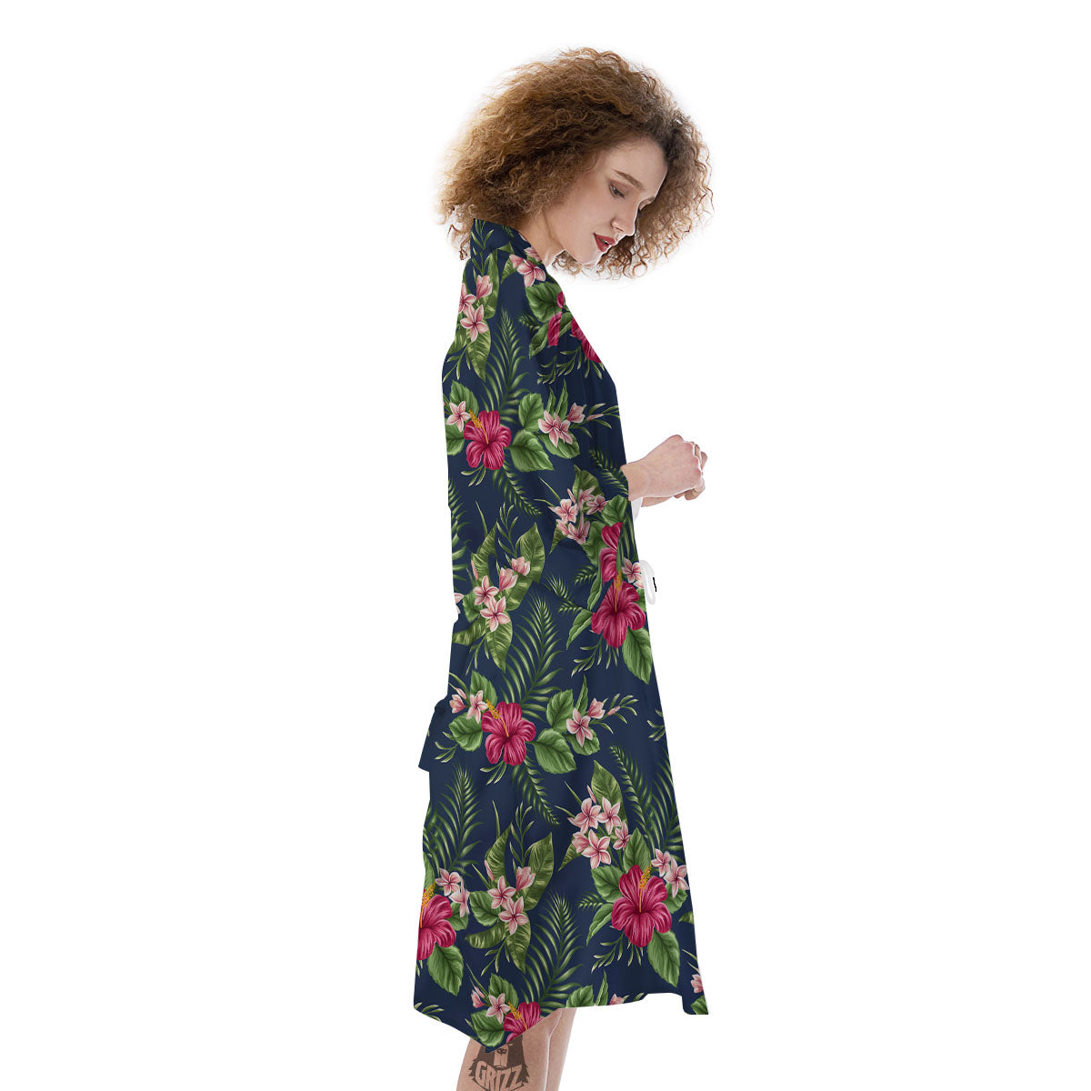 Flowers Hibiscus Plumeria Print Pattern Kimono-grizzshop