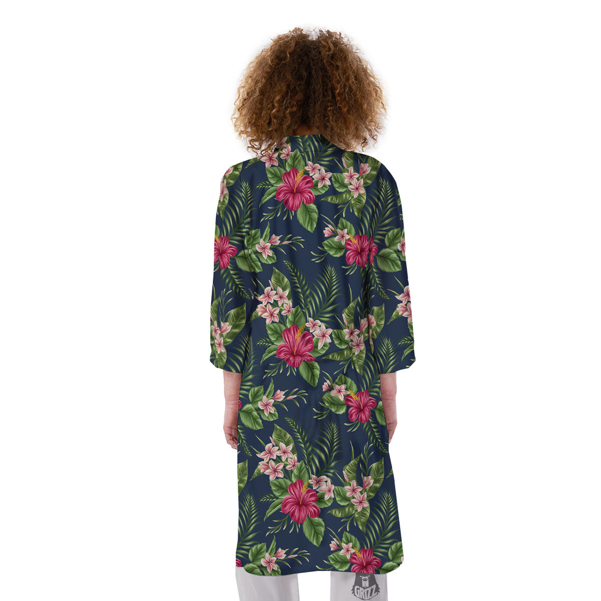 Flowers Hibiscus Plumeria Print Pattern Kimono-grizzshop