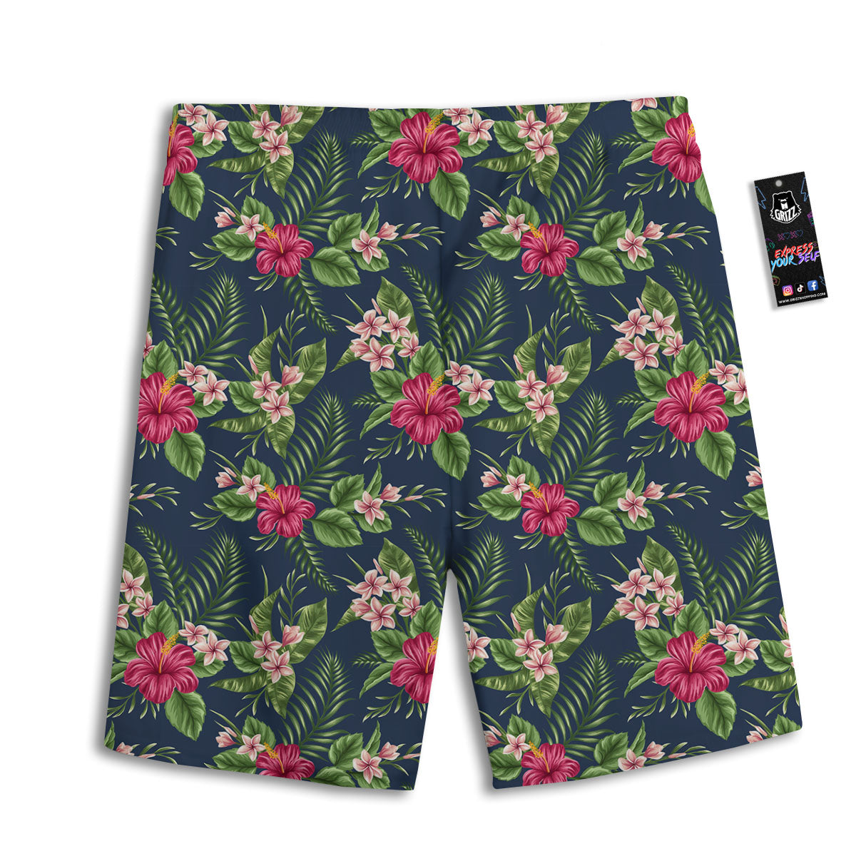 Flowers Hibiscus Plumeria Print Pattern Men's Athletic Shorts