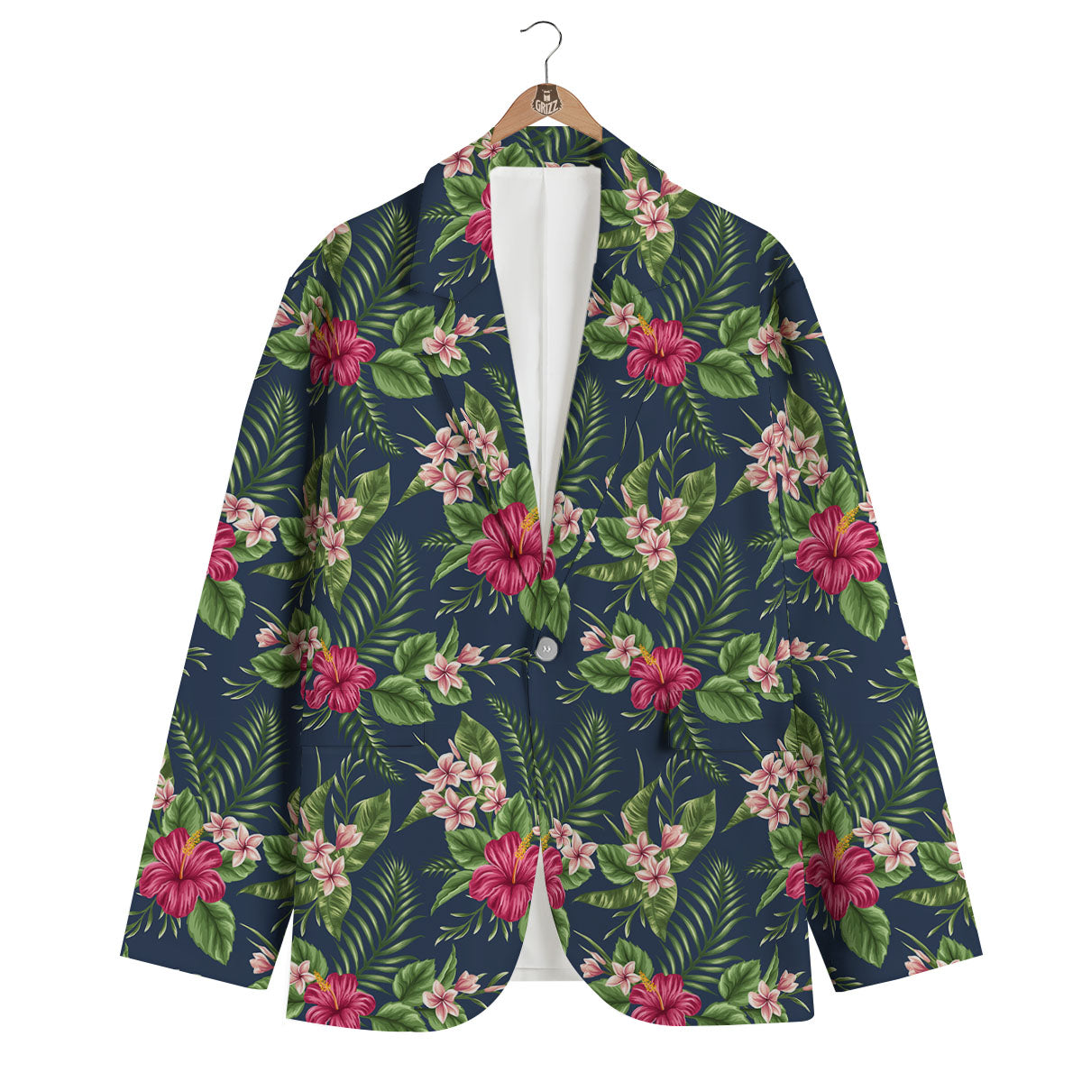 Flowers Hibiscus Plumeria Print Pattern Men's Blazer-grizzshop