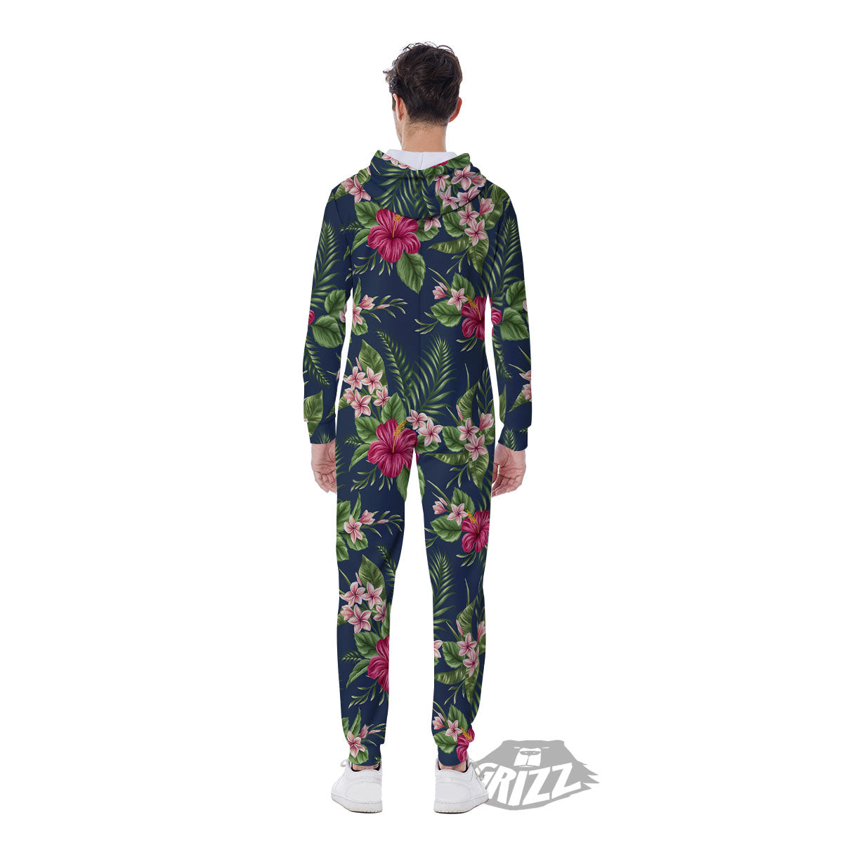Flowers Hibiscus Plumeria Print Pattern Men's Jumpsuit-grizzshop